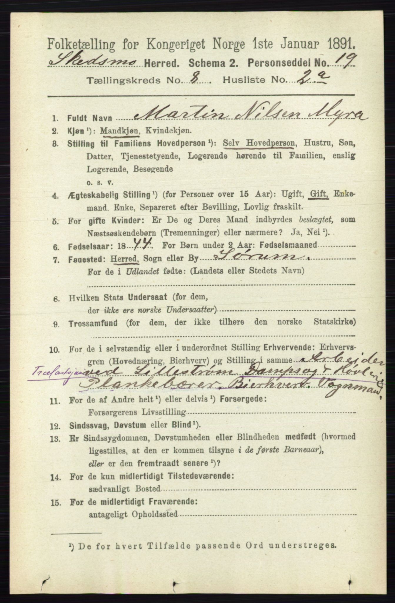 RA, 1891 census for 0231 Skedsmo, 1891, p. 3947