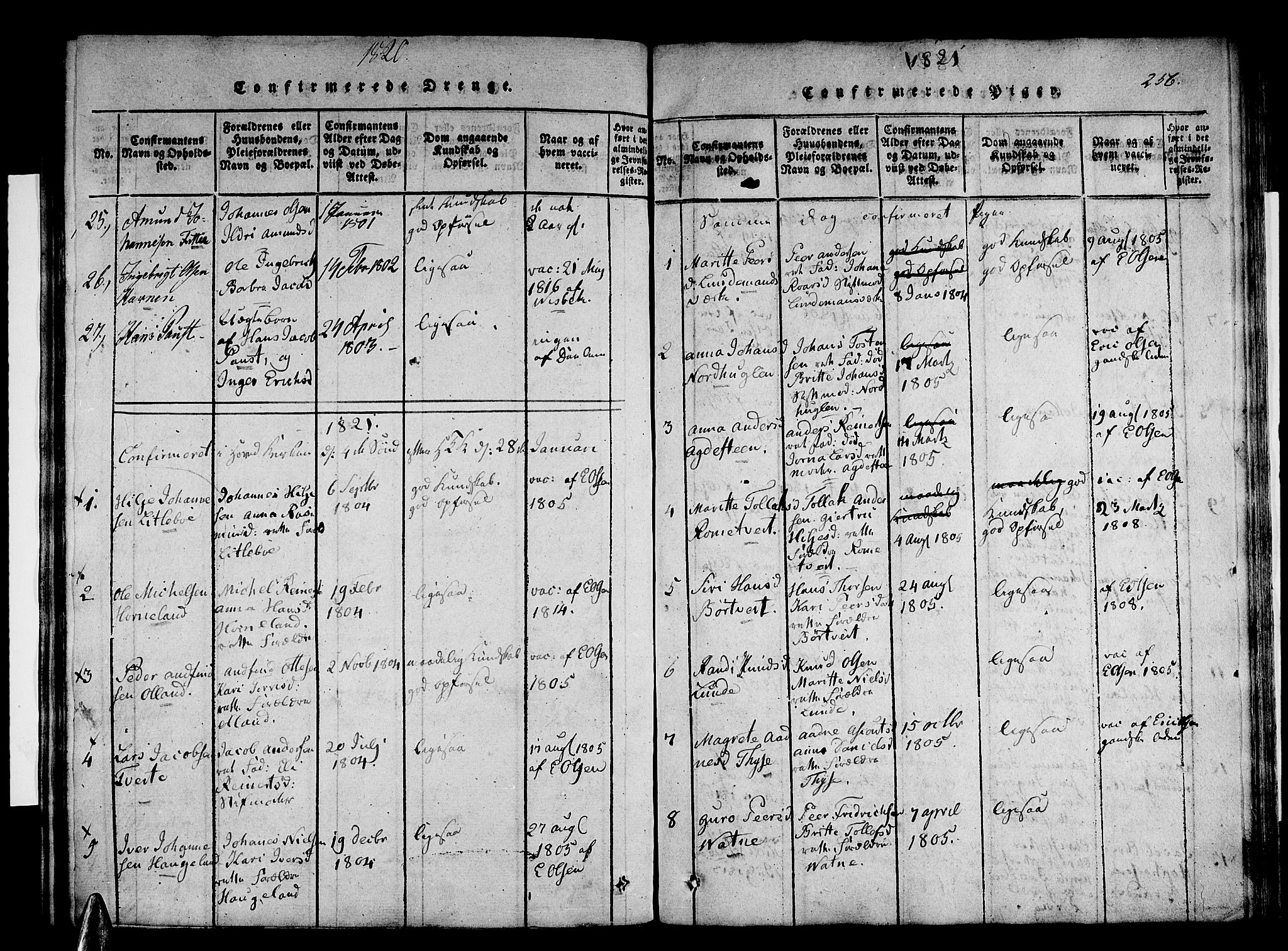 Stord sokneprestembete, SAB/A-78201/H/Haa: Parish register (official) no. A 5, 1816-1825, p. 256