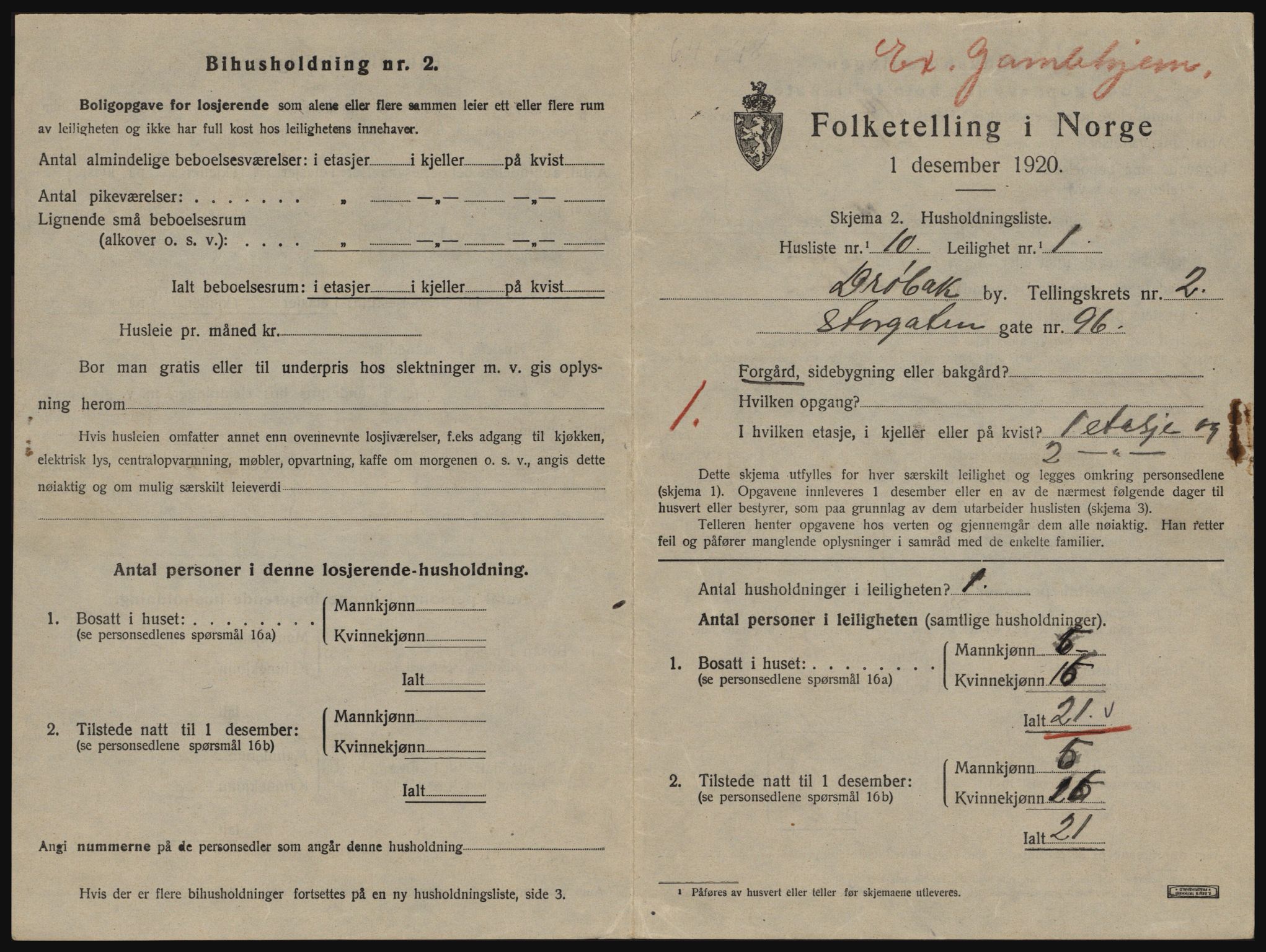 SAO, 1920 census for Drøbak, 1920, p. 953