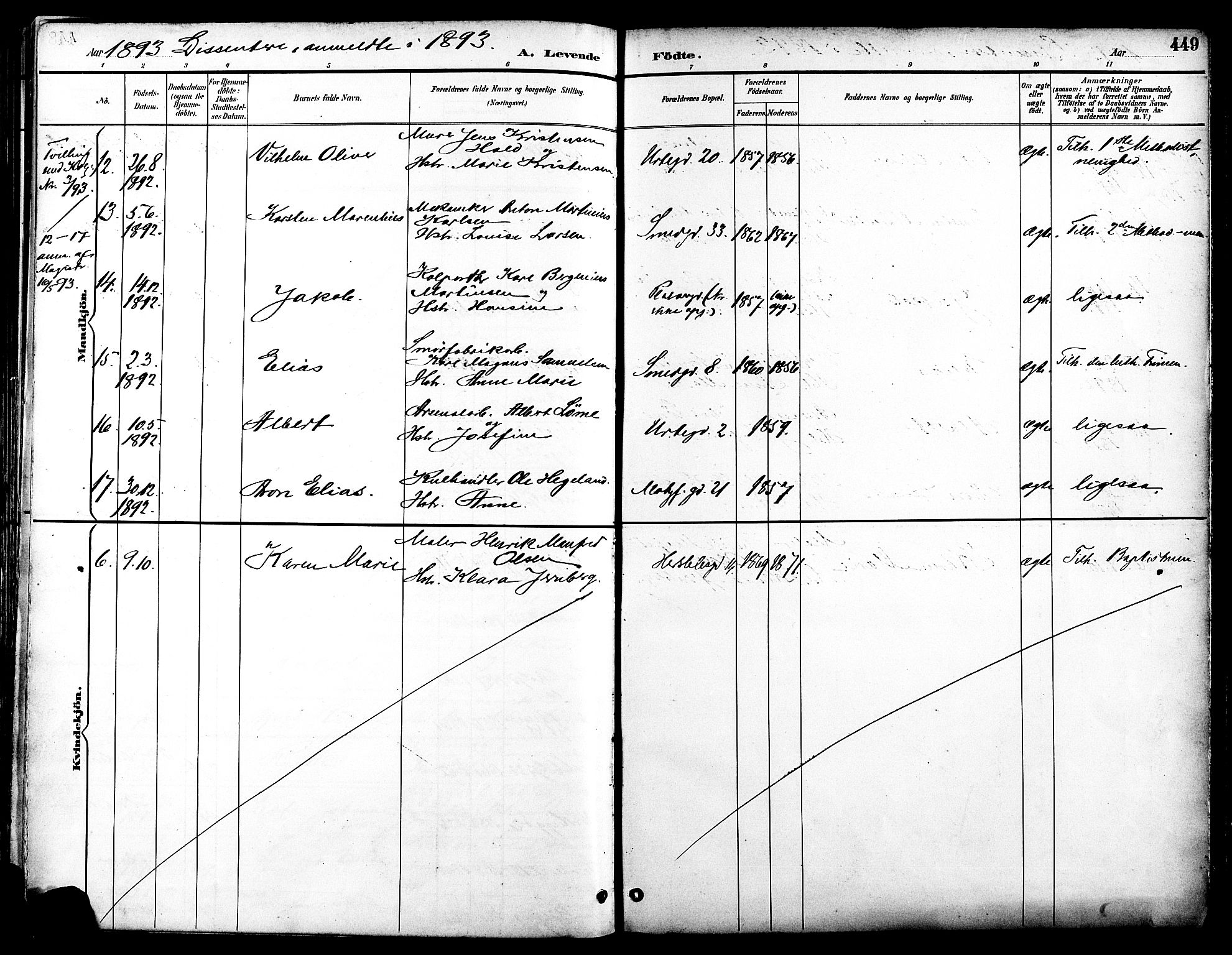 Grønland prestekontor Kirkebøker, SAO/A-10848/F/Fa/L0012: Parish register (official) no. 12, 1893-1900, p. 449