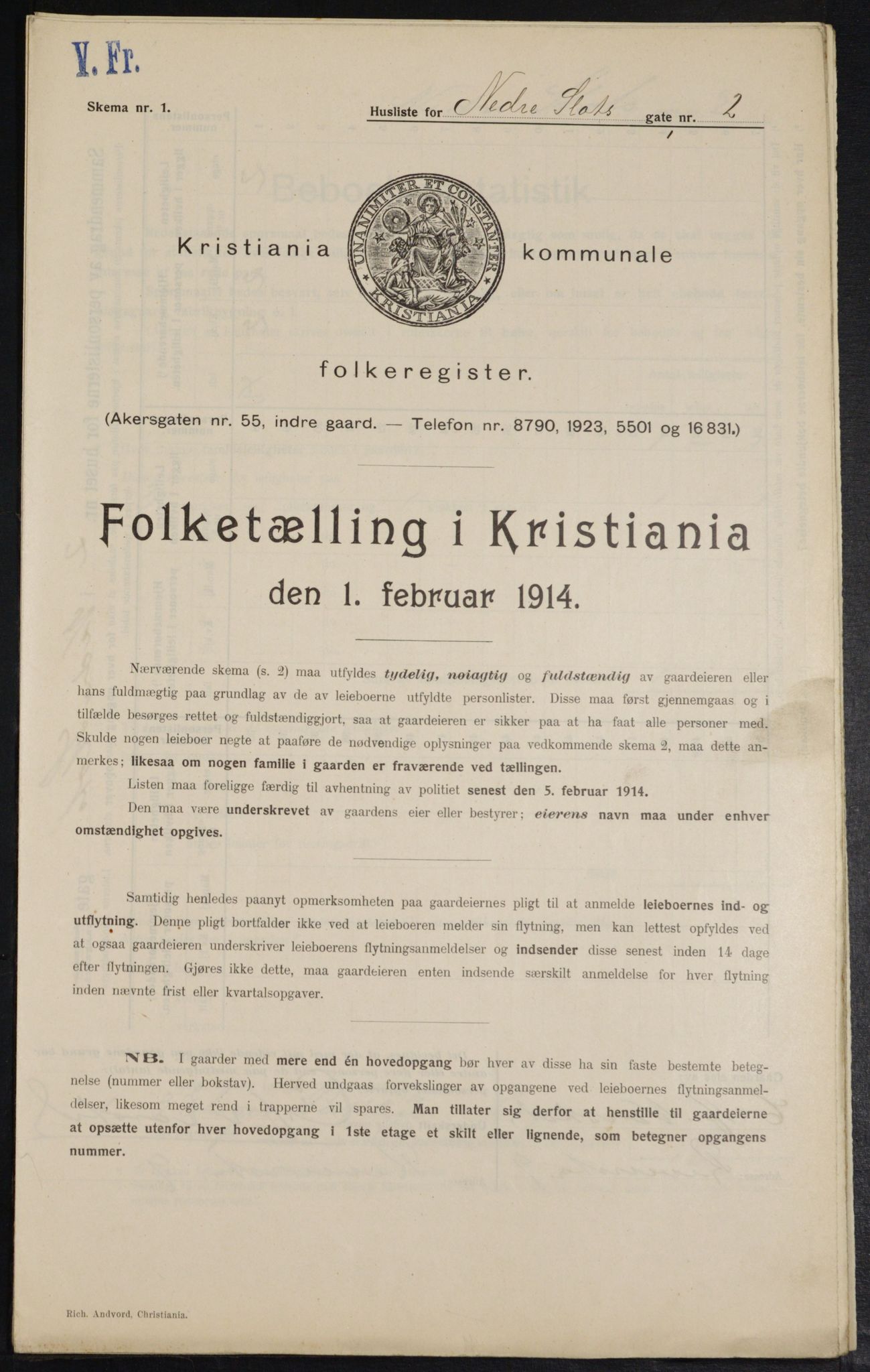 OBA, Municipal Census 1914 for Kristiania, 1914, p. 69457