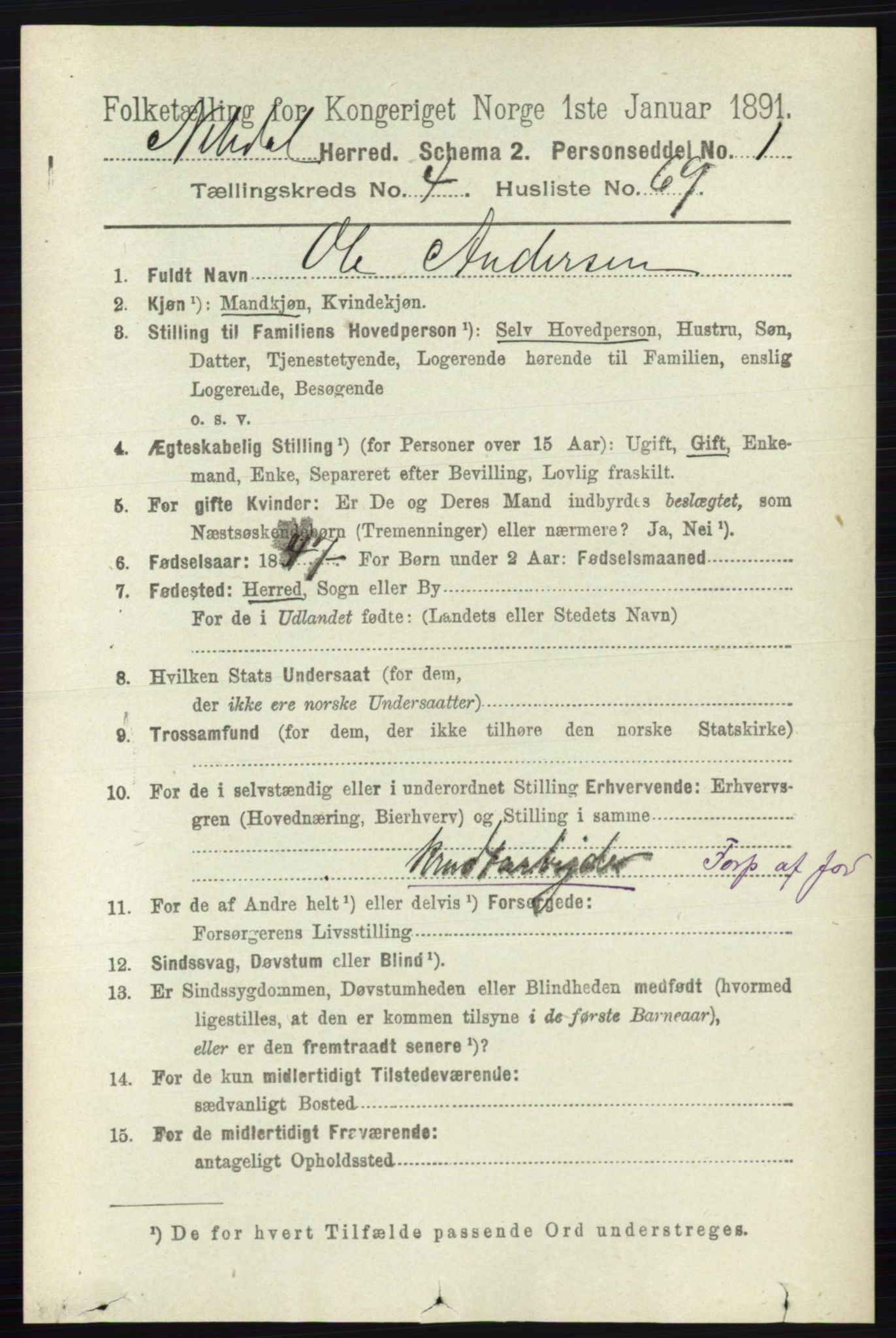 RA, 1891 census for 0233 Nittedal, 1891, p. 2071