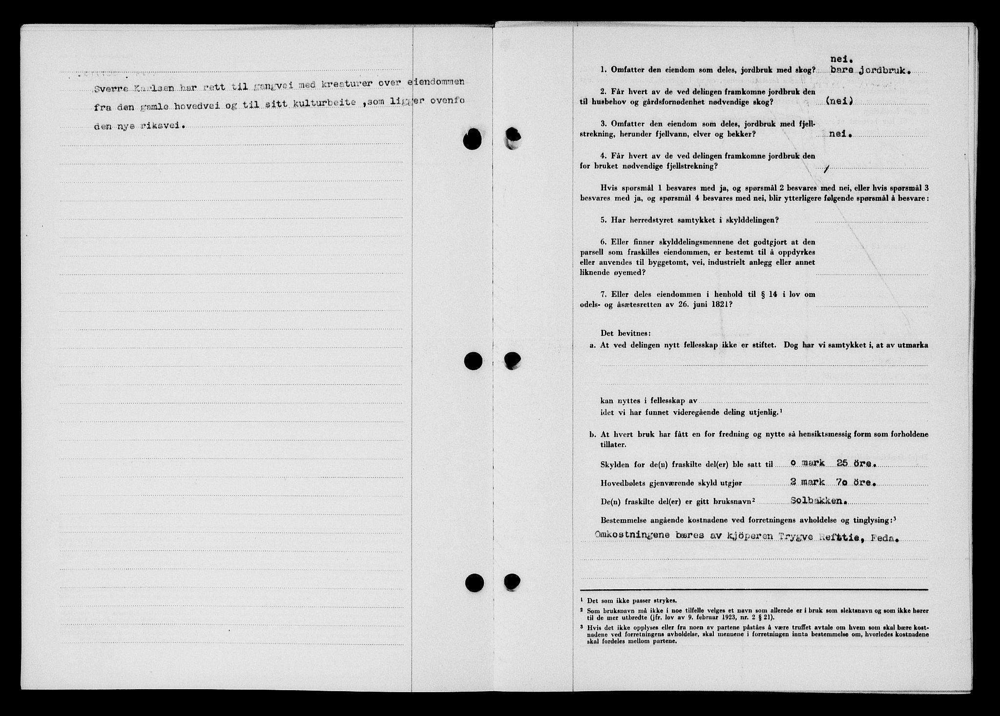 Flekkefjord sorenskriveri, AV/SAK-1221-0001/G/Gb/Gba/L0065: Mortgage book no. A-13, 1949-1949, Diary no: : 947/1949