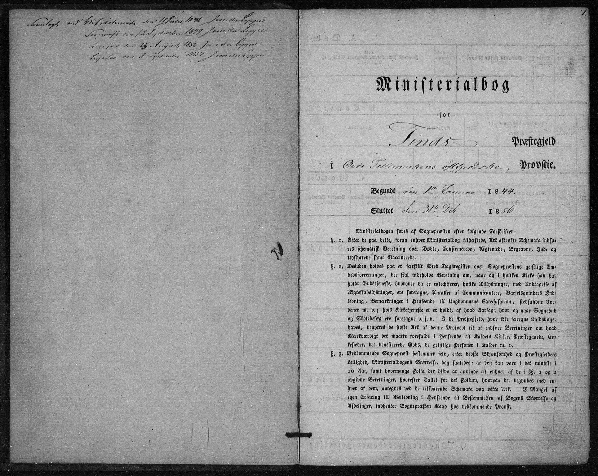 Tinn kirkebøker, AV/SAKO-A-308/F/Fa/L0005: Parish register (official) no. I 5, 1844-1856, p. 1