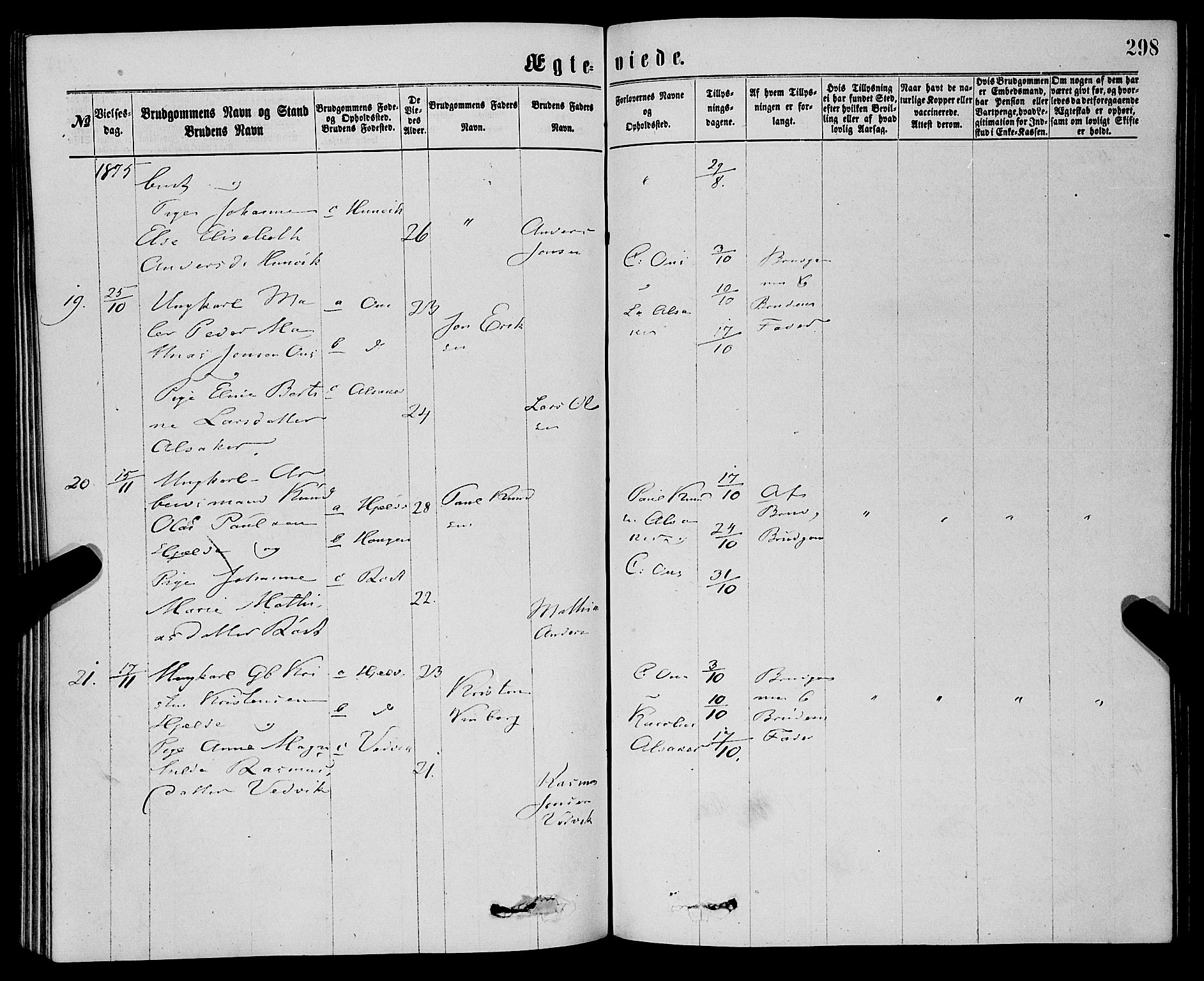 Eid sokneprestembete, AV/SAB-A-82301/H/Haa/Haaa/L0010: Parish register (official) no. A 10, 1867-1878, p. 298