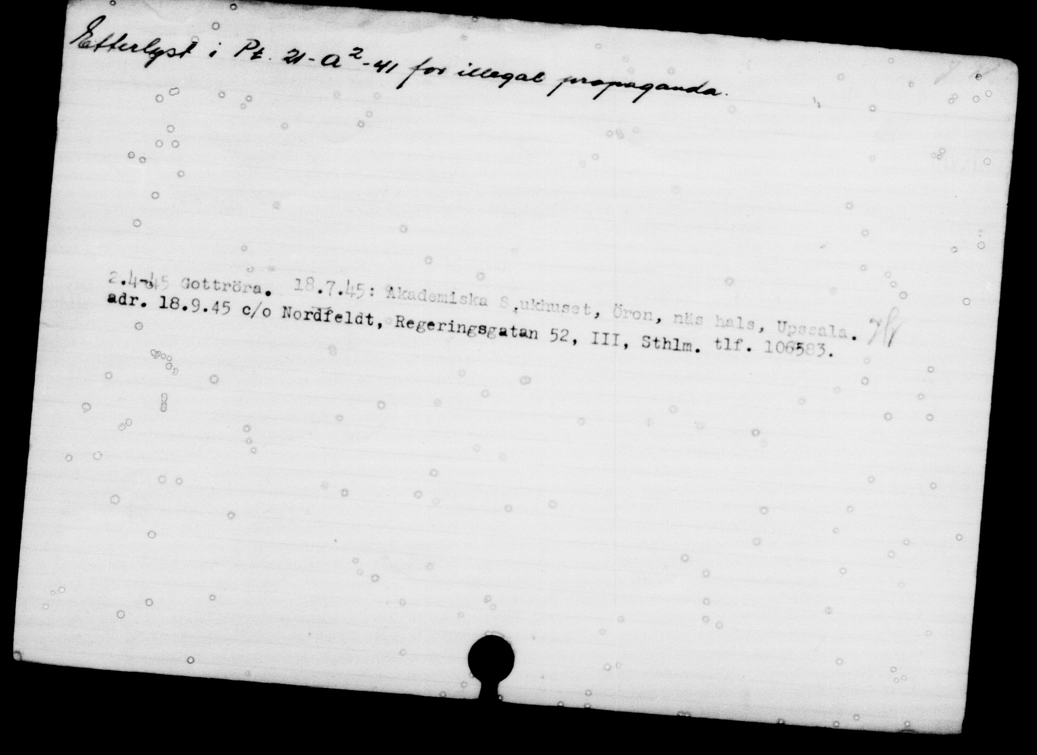 Utenriksstasjonene, Legasjonen i Stockholm, Flyktningkontoret, AV/RA-S-6753/V/Va/L0001: Kjesäterkartoteket, flyktninger med registreringsnr. 1-1000, 1940-1945, p. 138