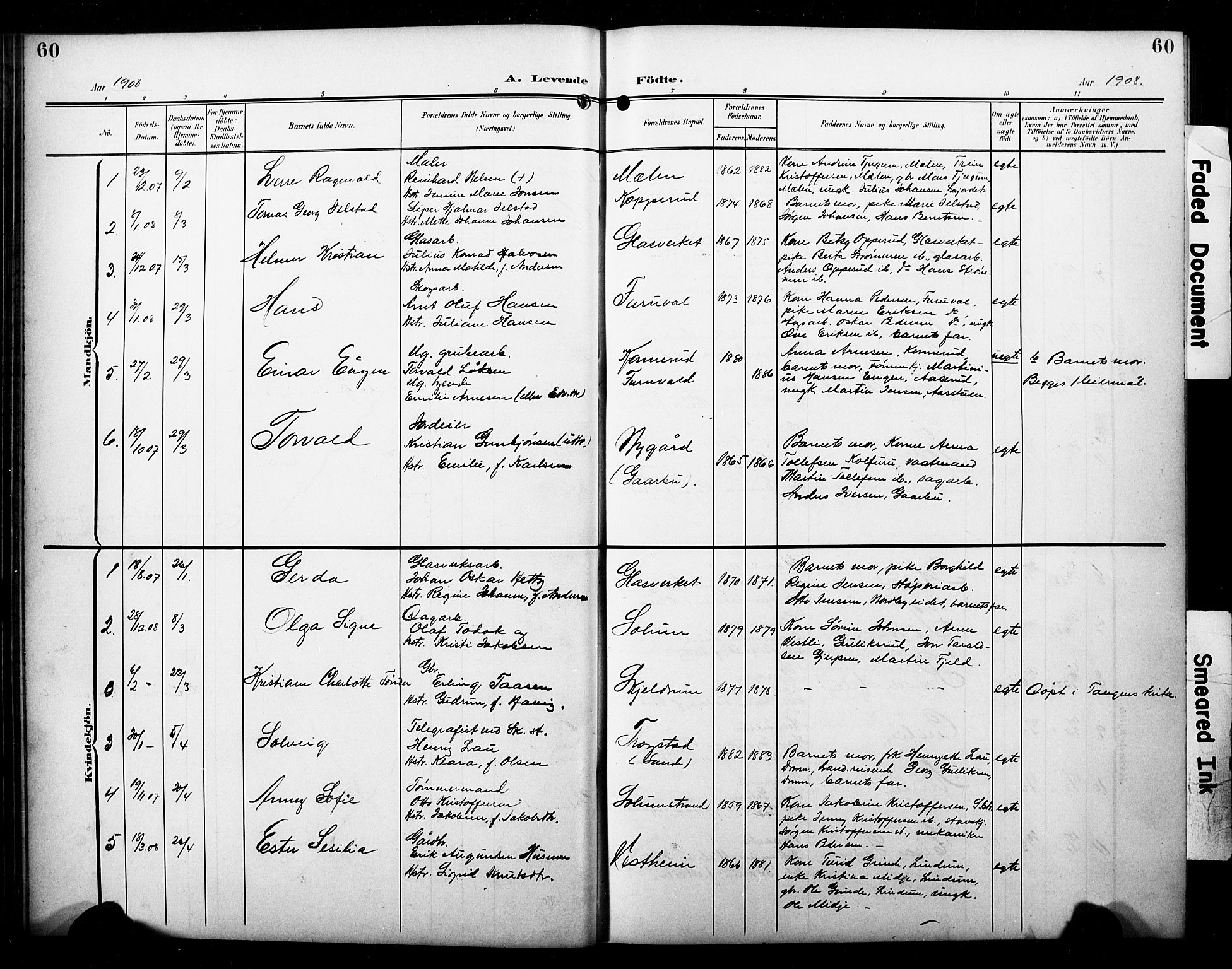 Skoger kirkebøker, SAKO/A-59/G/Ga/L0003: Parish register (copy) no. I 3, 1900-1927, p. 60