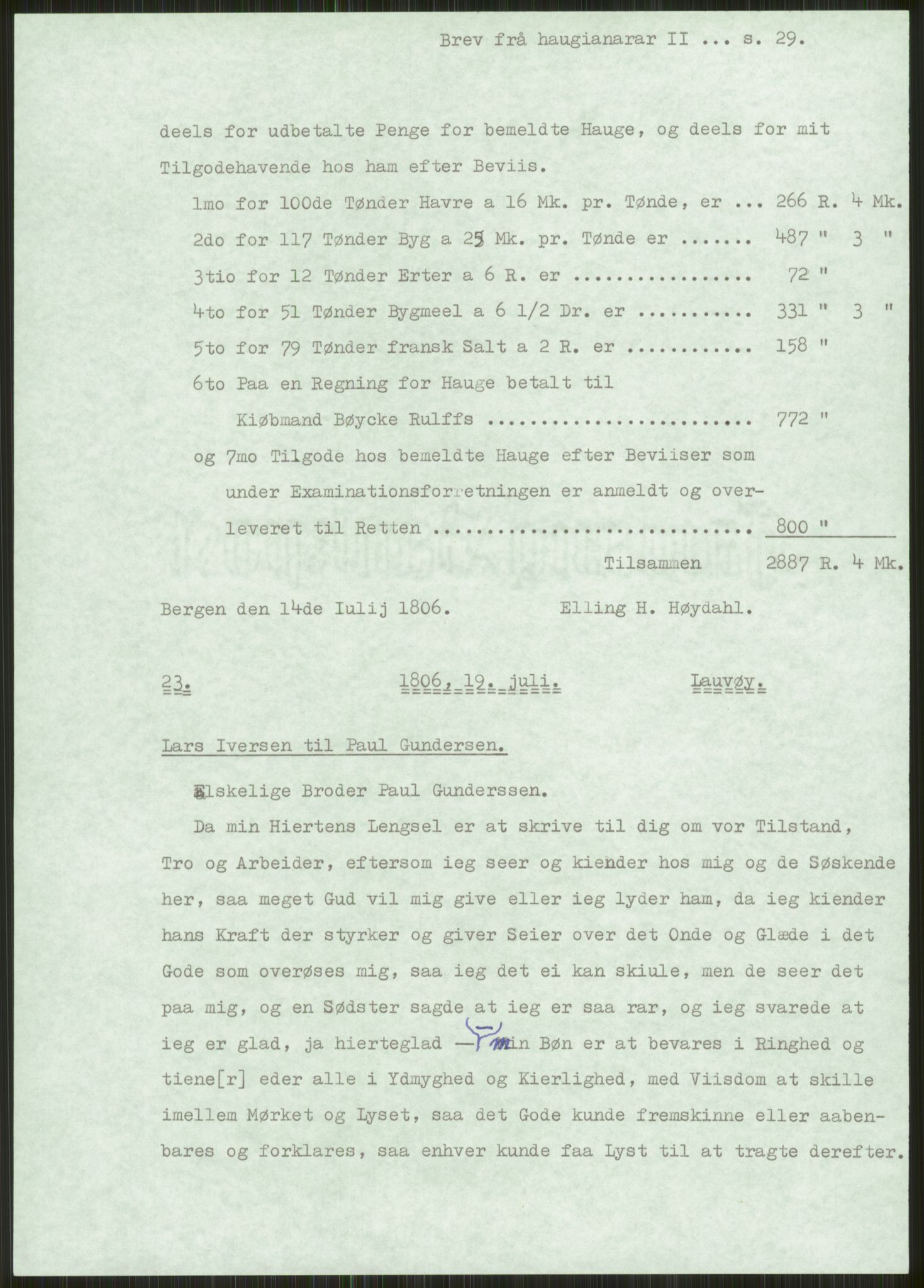 Samlinger til kildeutgivelse, Haugianerbrev, AV/RA-EA-6834/F/L0002: Haugianerbrev II: 1805-1821, 1805-1821, p. 29