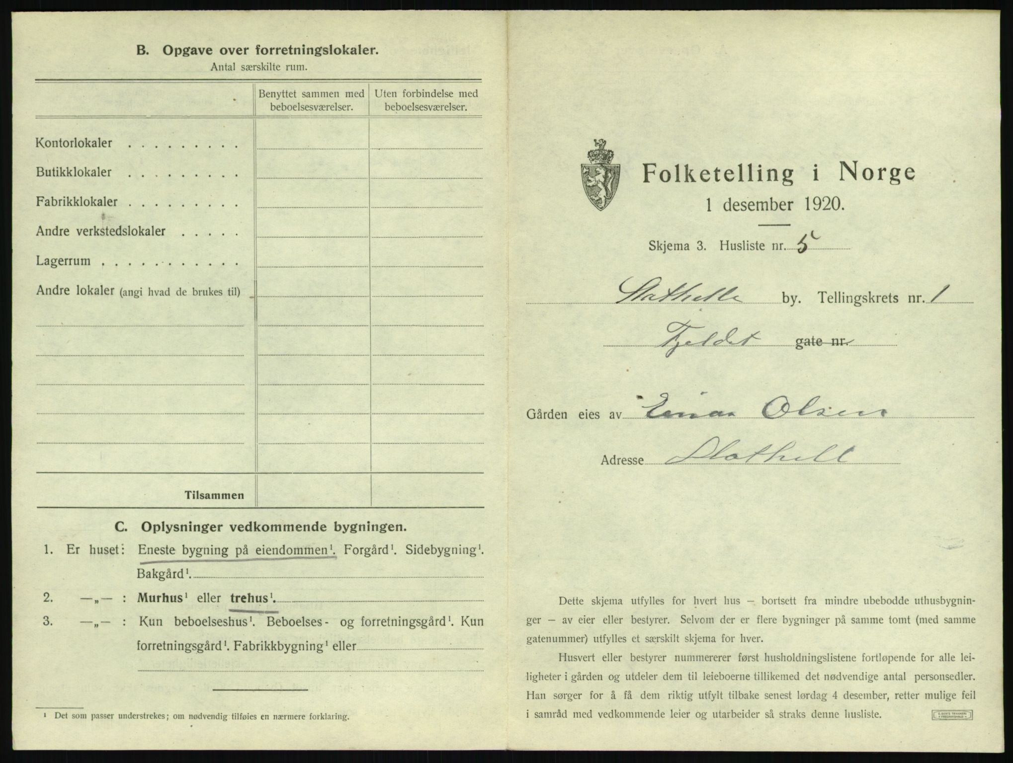SAKO, 1920 census for Stathelle, 1920, p. 21