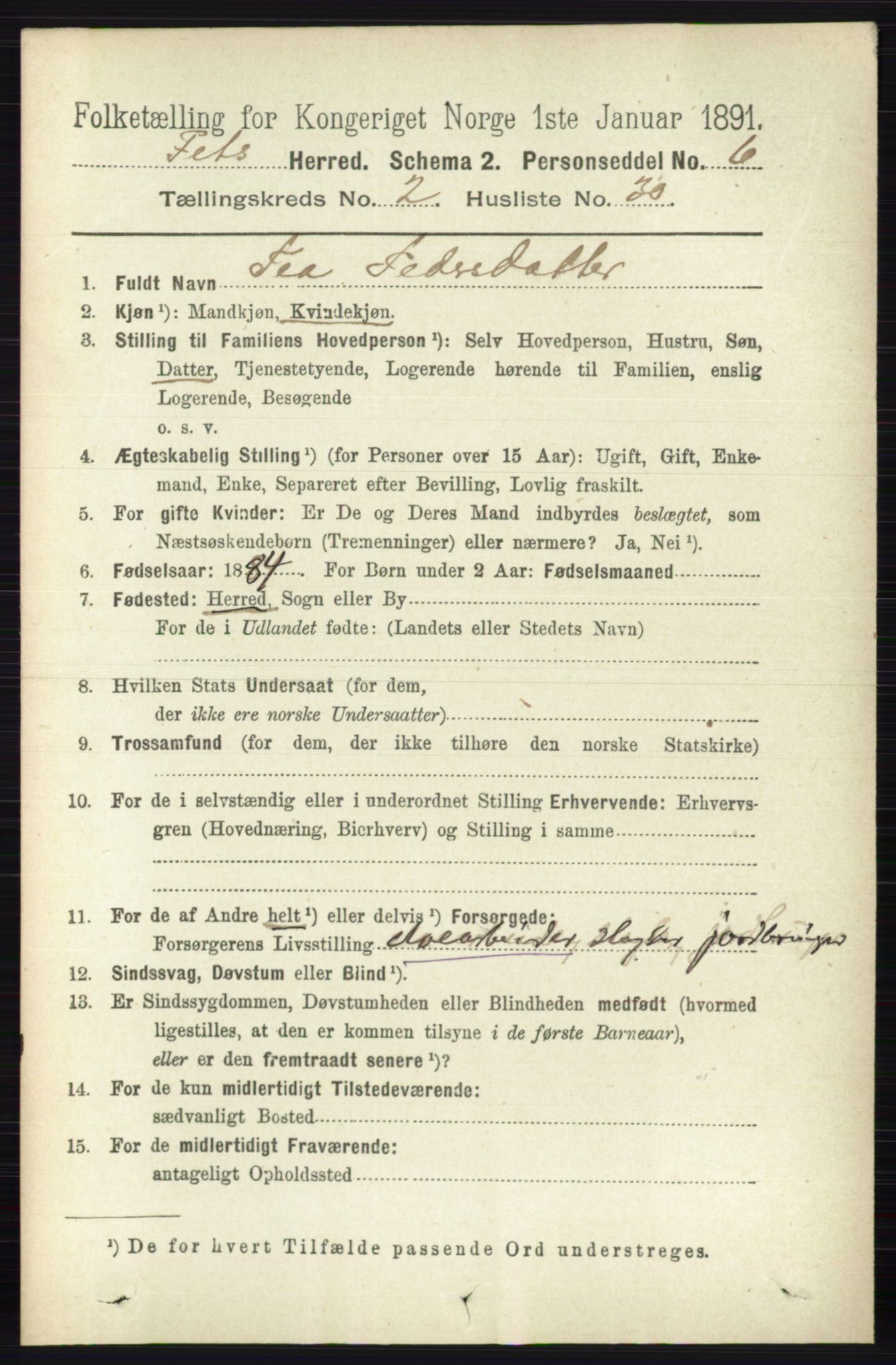 RA, 1891 census for 0227 Fet, 1891, p. 632