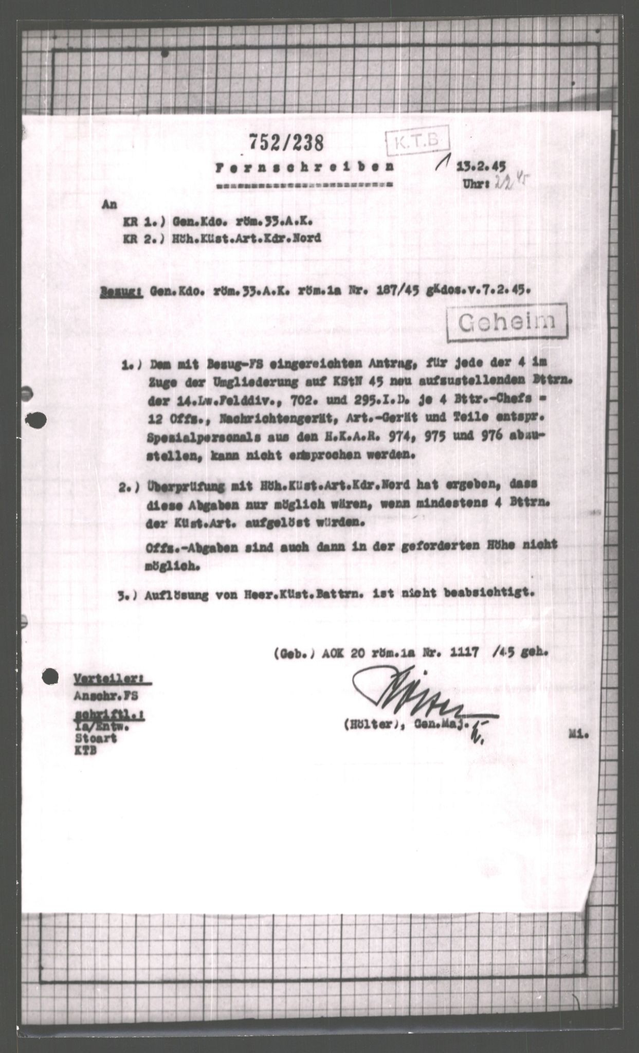 Forsvarets Overkommando. 2 kontor. Arkiv 11.4. Spredte tyske arkivsaker, AV/RA-RAFA-7031/D/Dar/Dara/L0003: Krigsdagbøker for 20. Gebirgs-Armee-Oberkommando (AOK 20), 1945, p. 40