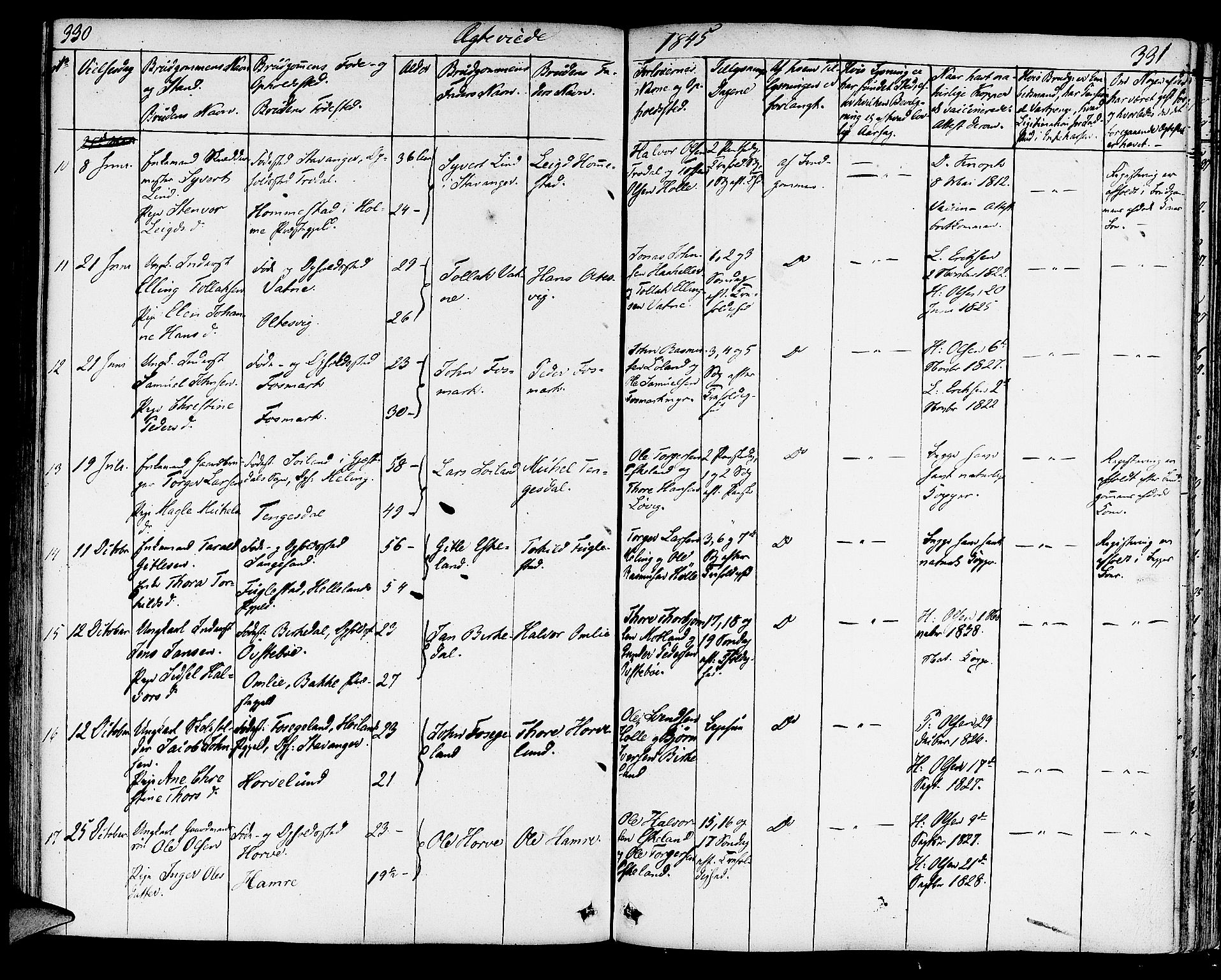 Strand sokneprestkontor, SAST/A-101828/H/Ha/Haa/L0005: Parish register (official) no. A 5, 1833-1854, p. 330-331