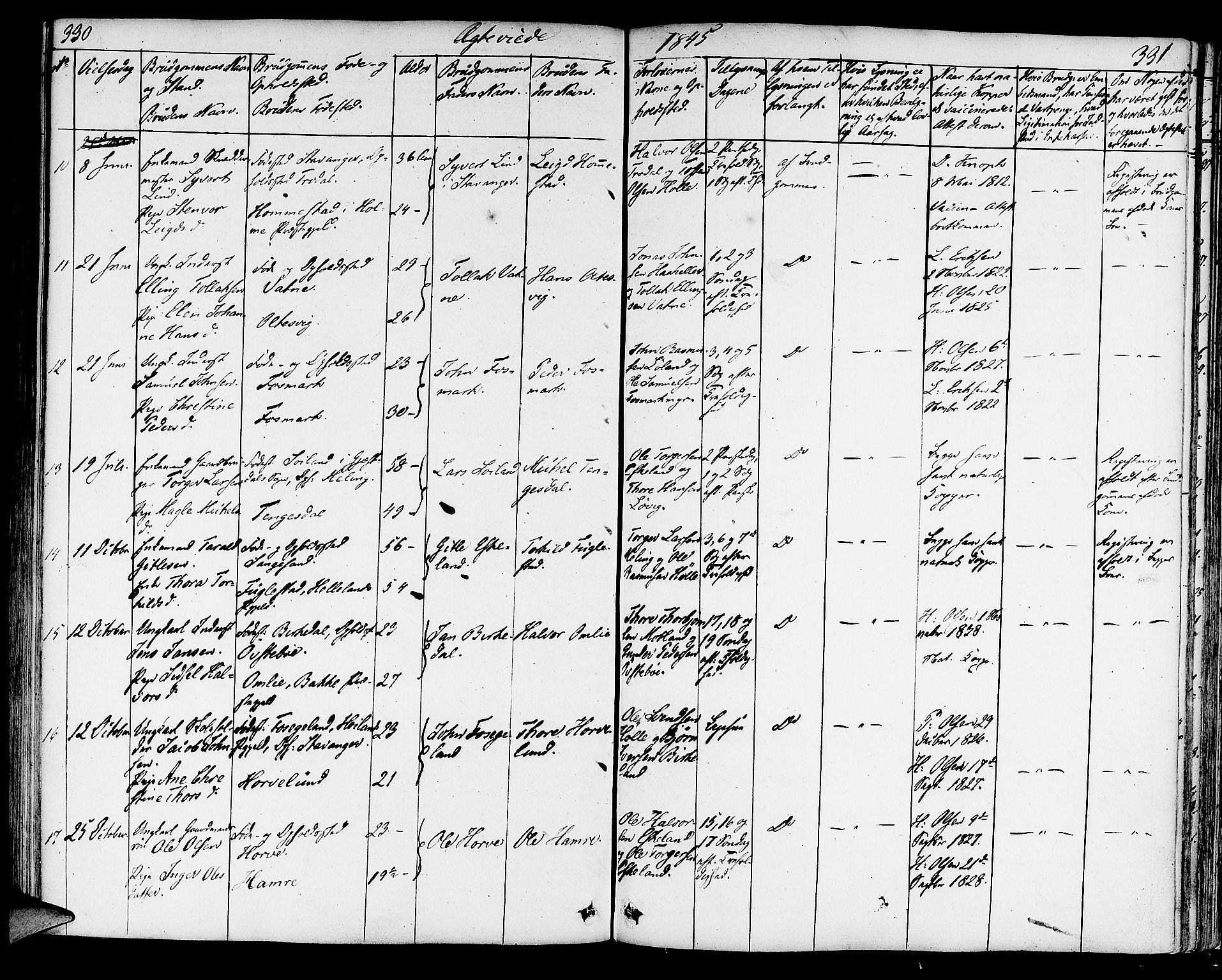 Strand sokneprestkontor, AV/SAST-A-101828/H/Ha/Haa/L0005: Parish register (official) no. A 5, 1833-1854, p. 330-331