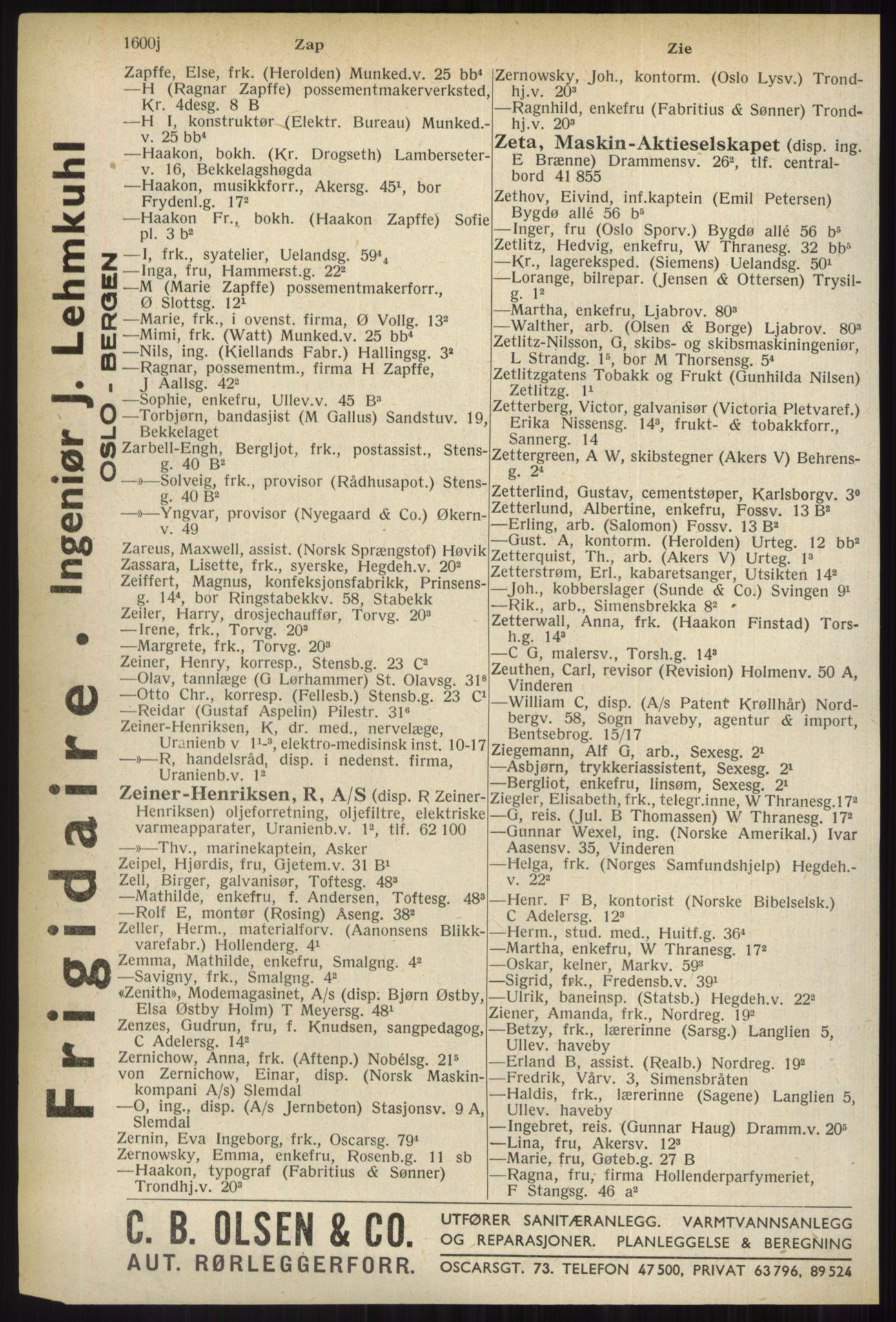 Kristiania/Oslo adressebok, PUBL/-, 1937, p. 1600