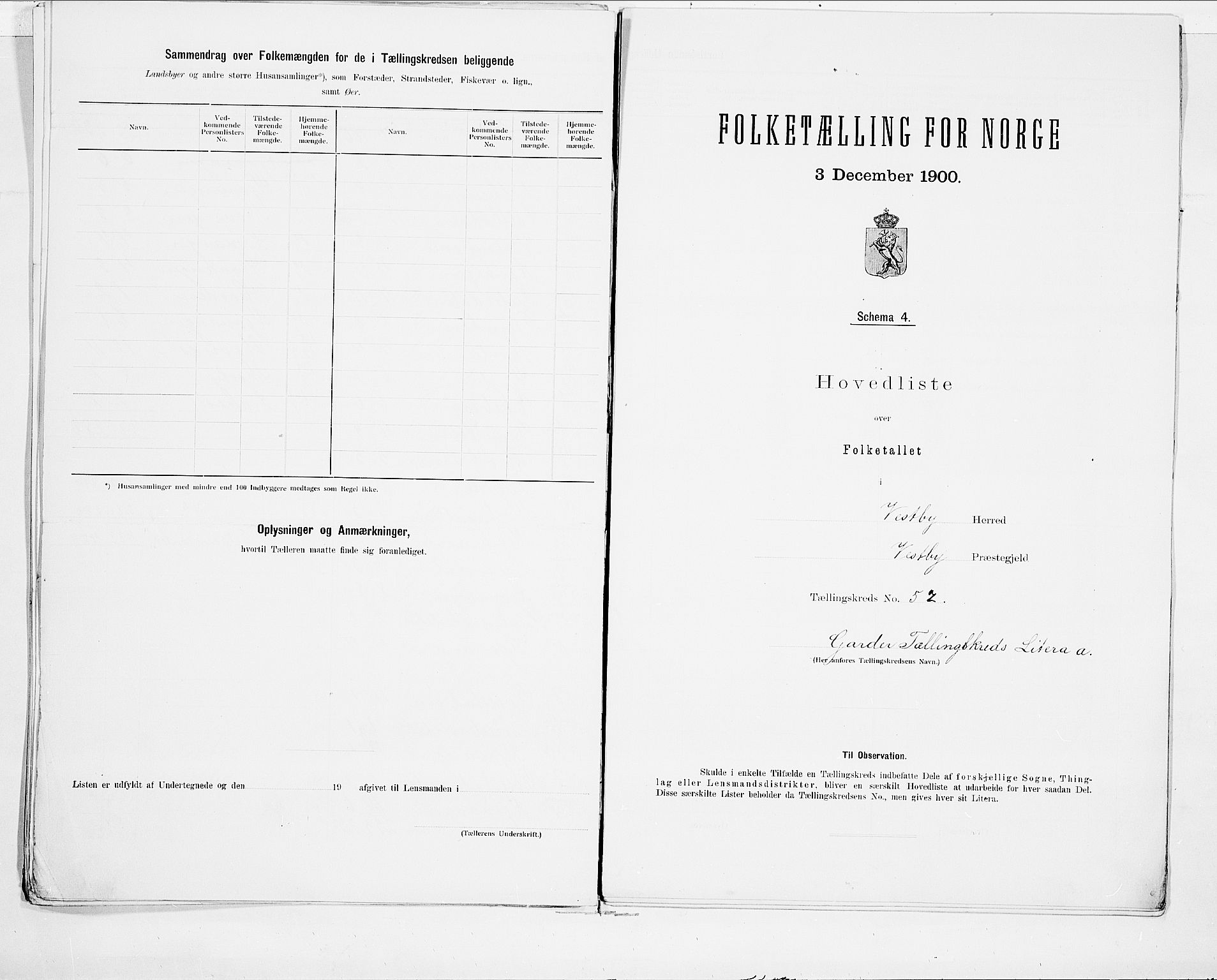 SAO, 1900 census for Vestby, 1900, p. 16