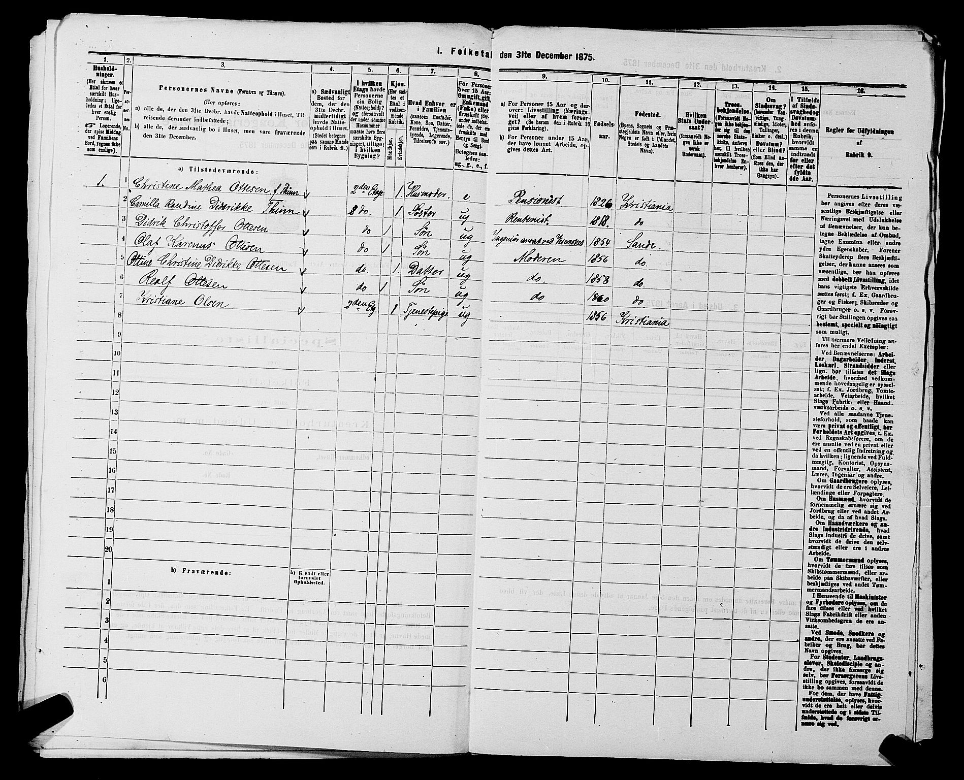 RA, 1875 census for 0218aP Vestre Aker, 1875, p. 2346