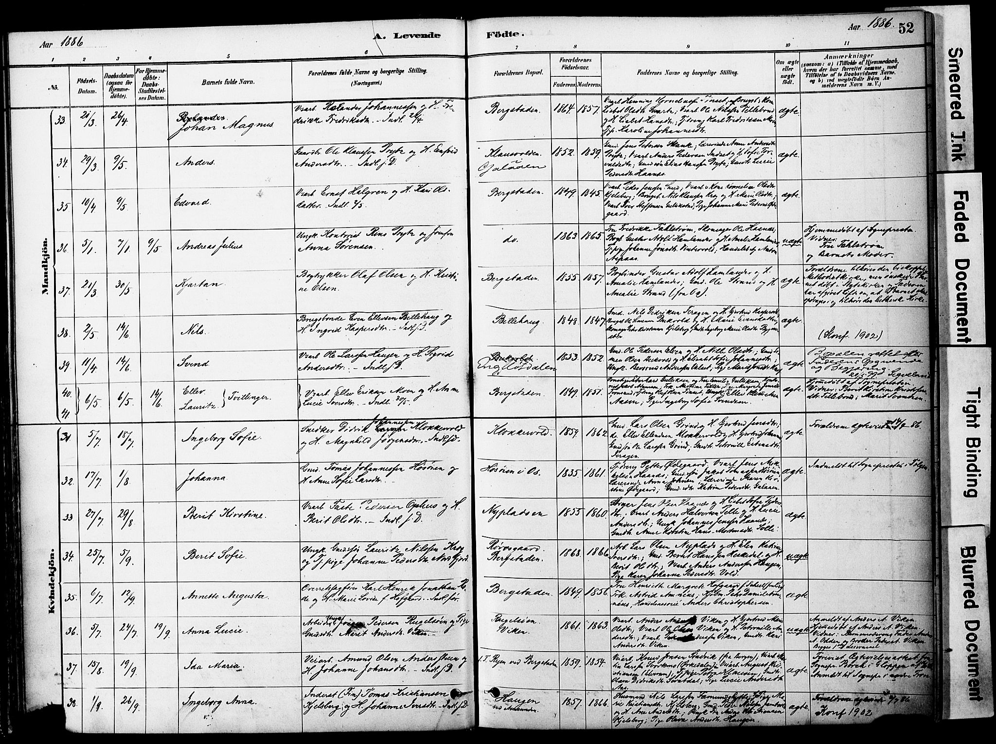 Ministerialprotokoller, klokkerbøker og fødselsregistre - Sør-Trøndelag, SAT/A-1456/681/L0933: Parish register (official) no. 681A11, 1879-1890, p. 52