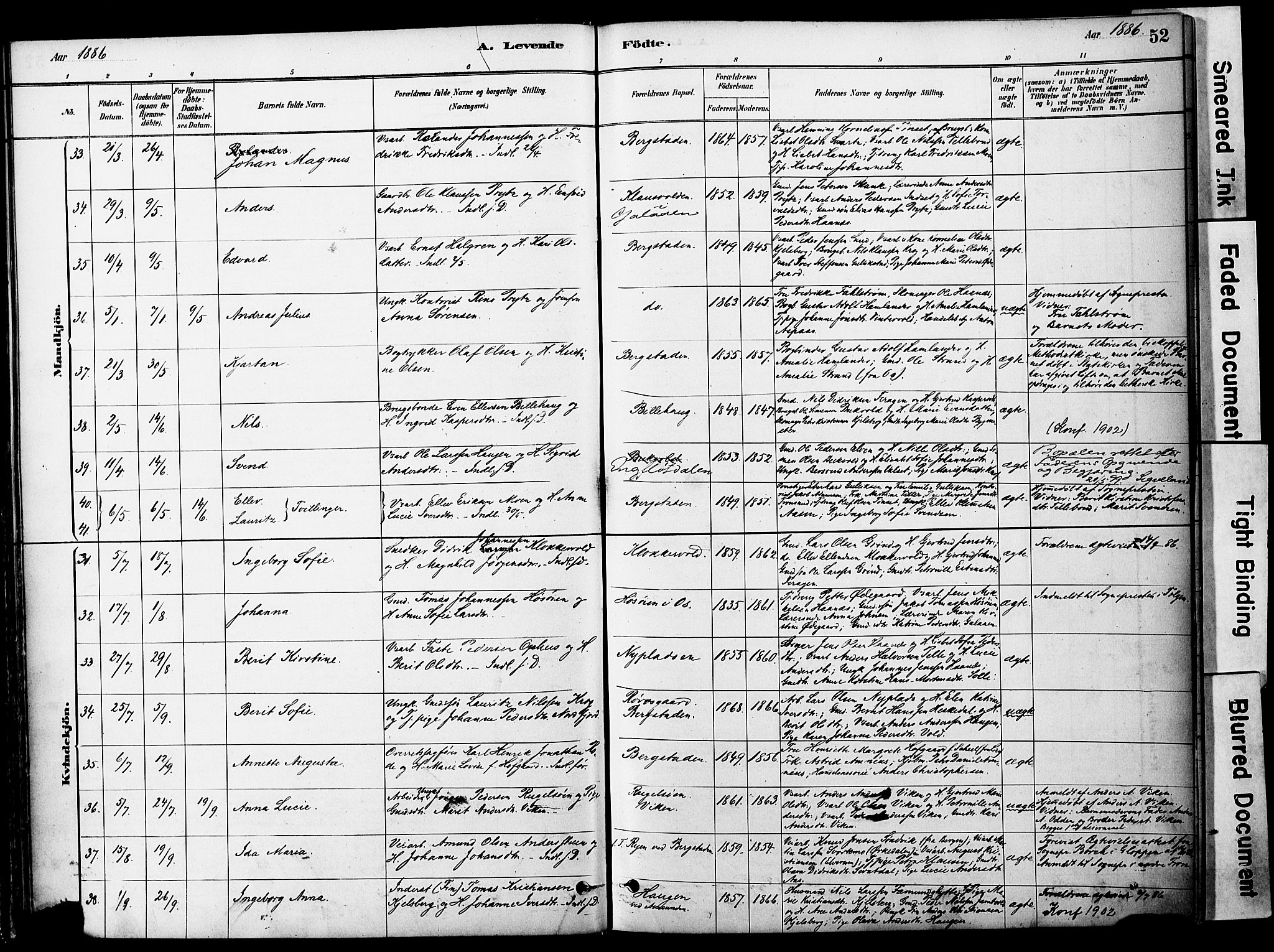 Ministerialprotokoller, klokkerbøker og fødselsregistre - Sør-Trøndelag, AV/SAT-A-1456/681/L0933: Parish register (official) no. 681A11, 1879-1890, p. 52