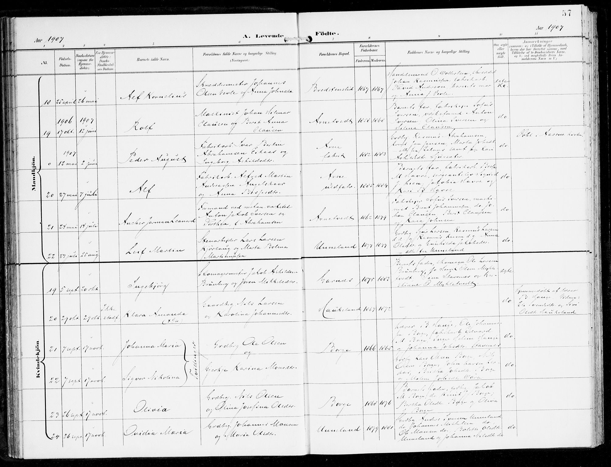 Haus sokneprestembete, AV/SAB-A-75601/H/Haa: Parish register (official) no. D 2, 1899-1912, p. 57