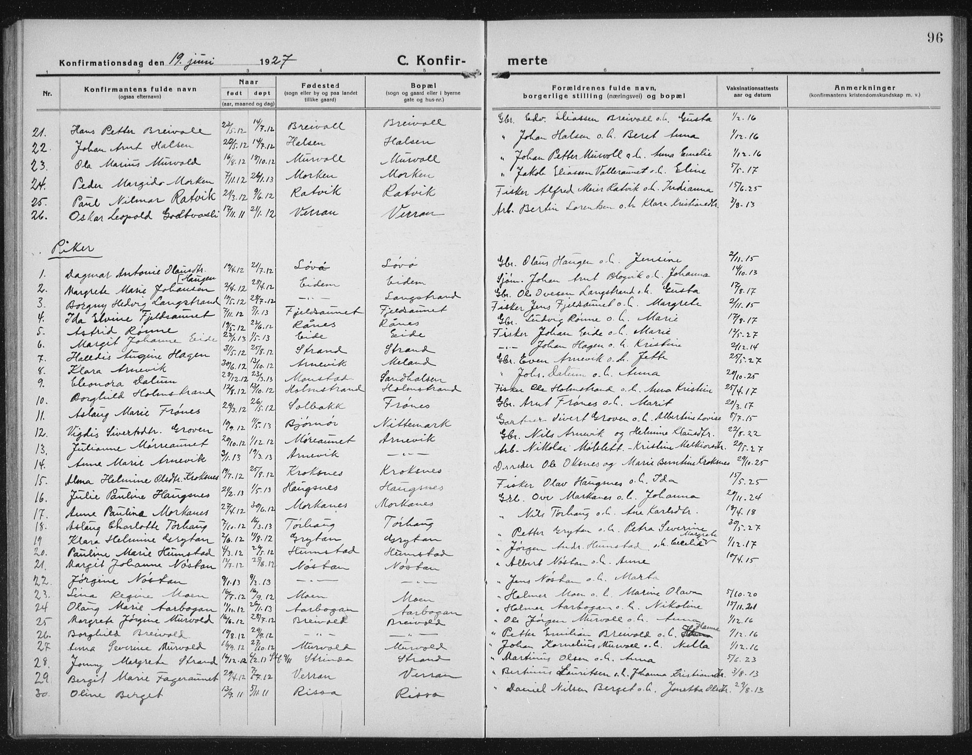 Ministerialprotokoller, klokkerbøker og fødselsregistre - Sør-Trøndelag, SAT/A-1456/655/L0689: Parish register (copy) no. 655C05, 1922-1936, p. 96