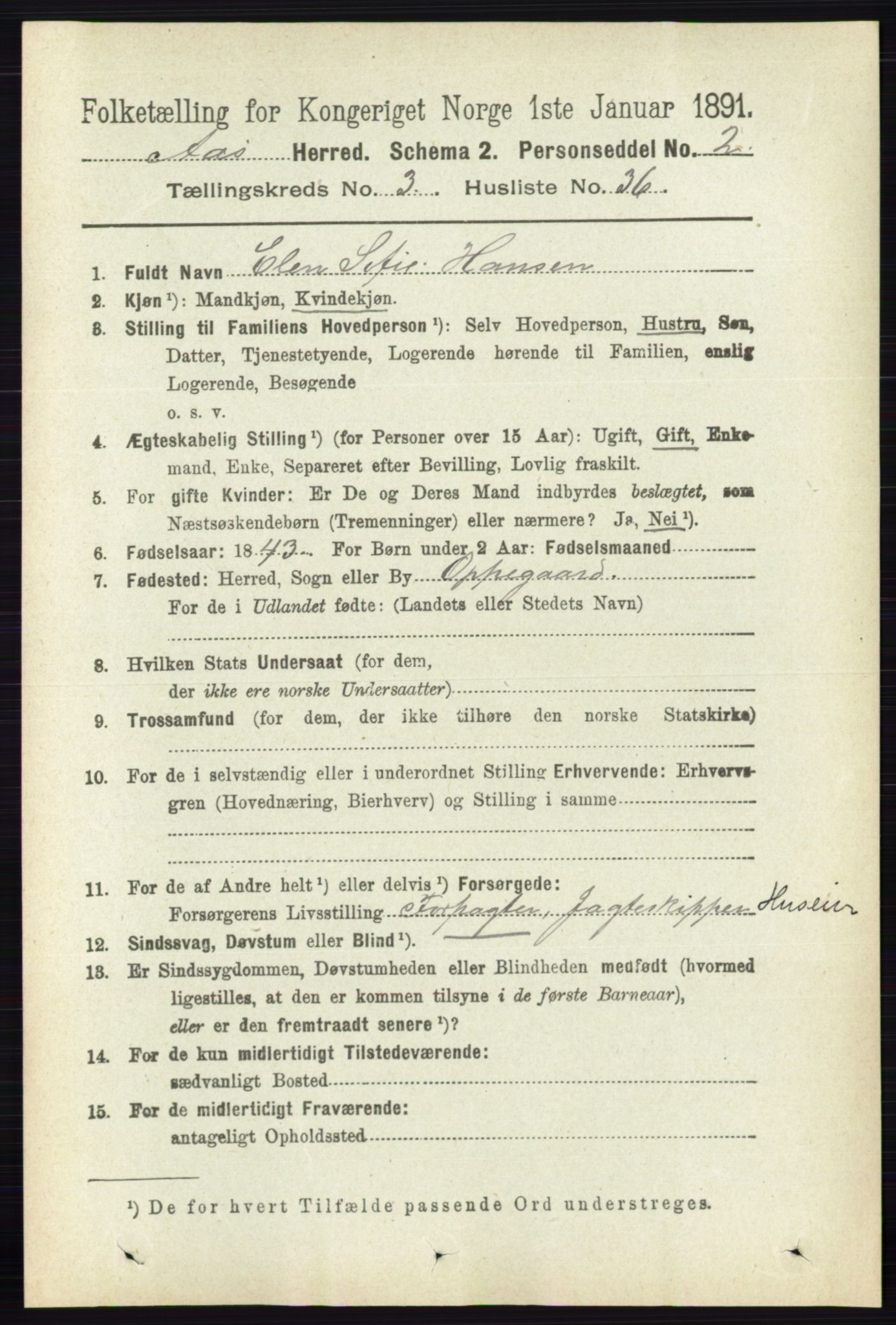 RA, 1891 census for 0214 Ås, 1891, p. 2353
