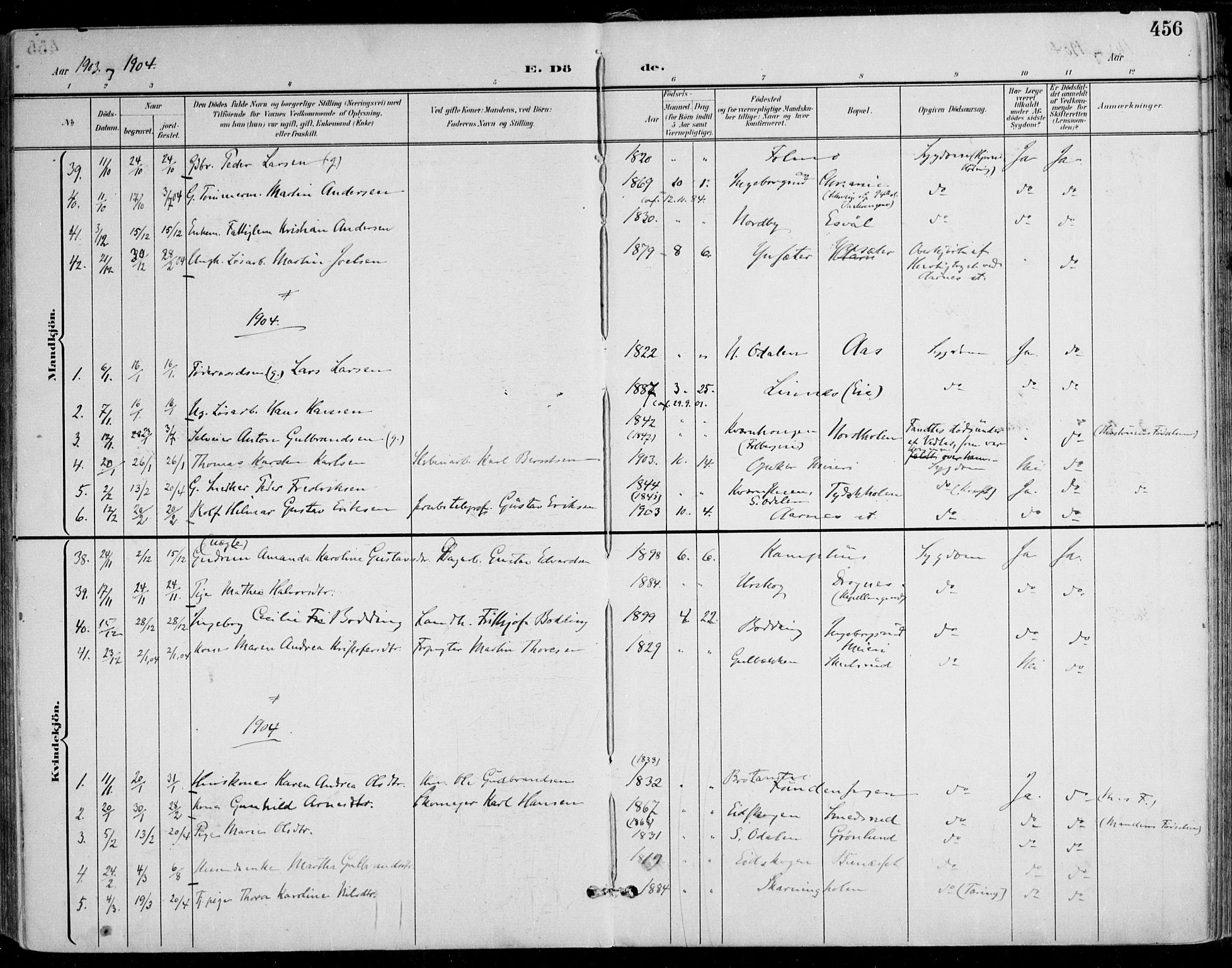 Nes prestekontor Kirkebøker, AV/SAO-A-10410/F/Fa/L0011: Parish register (official) no. I 11, 1899-1918, p. 456