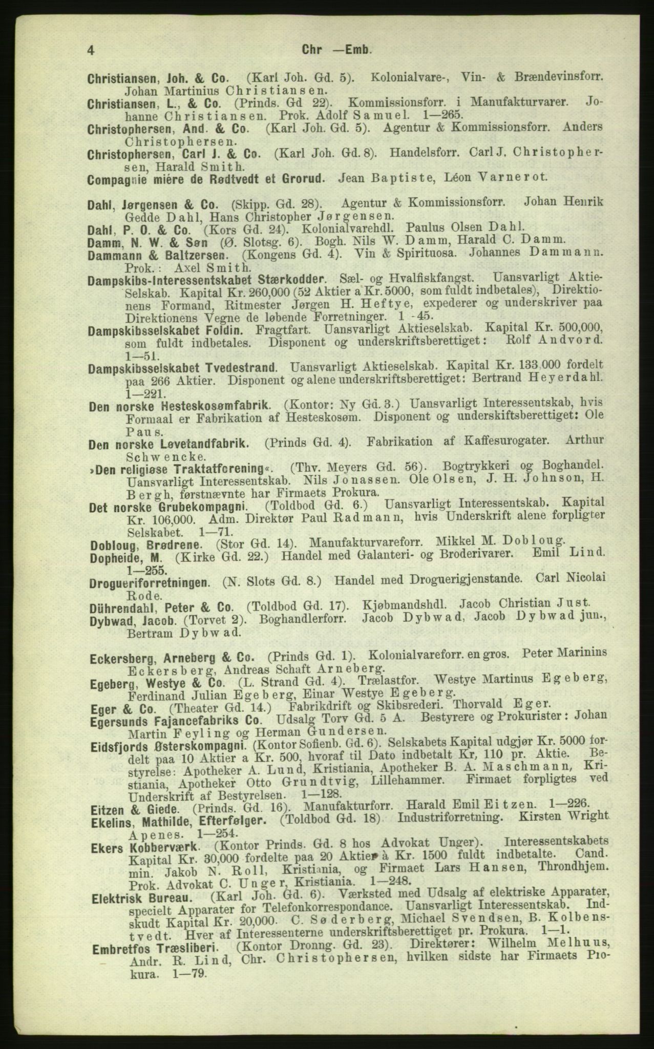 Kristiania/Oslo adressebok, PUBL/-, 1884, p. 4