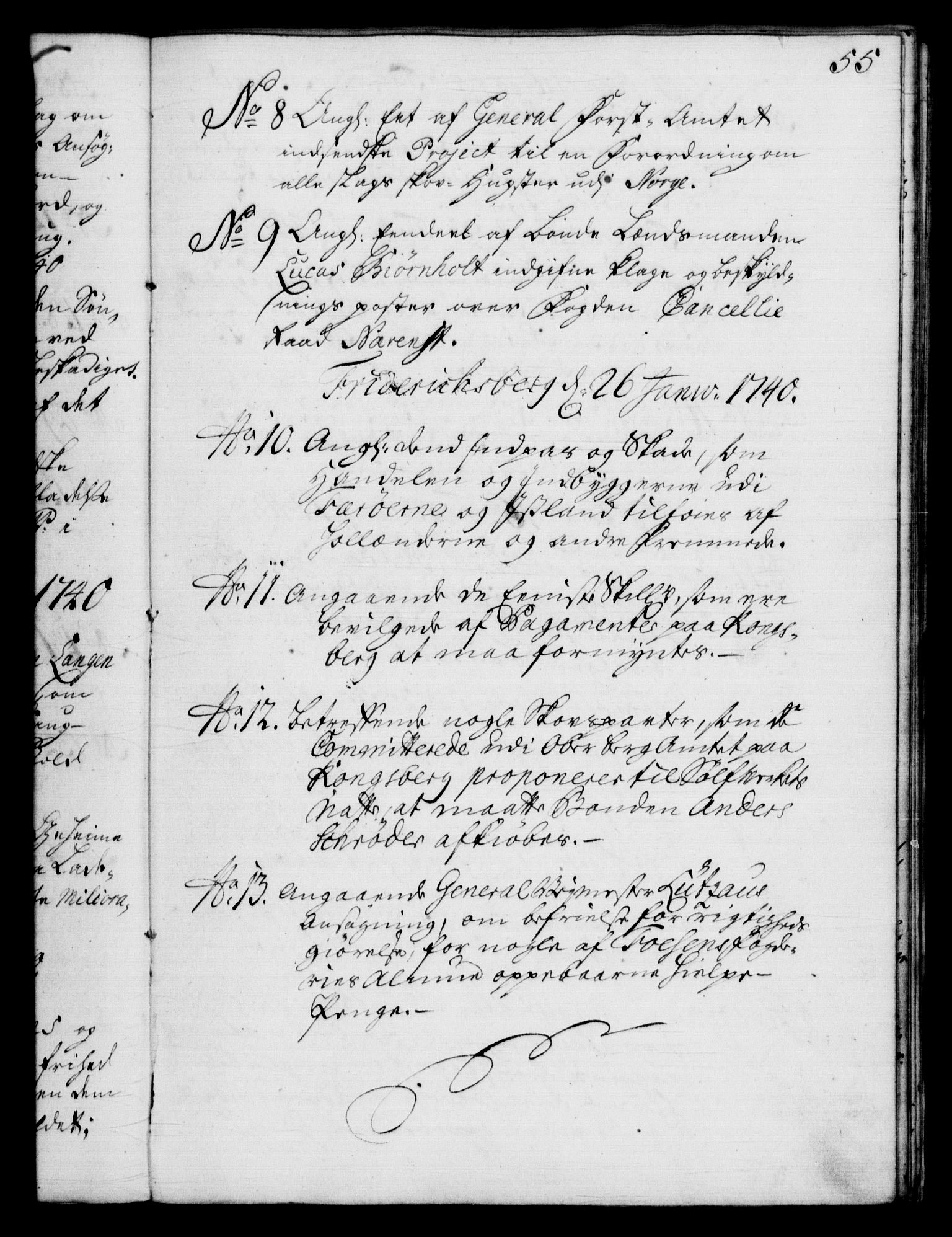 Rentekammeret, Kammerkanselliet, RA/EA-3111/G/Gf/Gfb/L0004: Register til norske relasjons- og resolusjonsprotokoller (merket RK 52.99), 1736-1743, p. 55