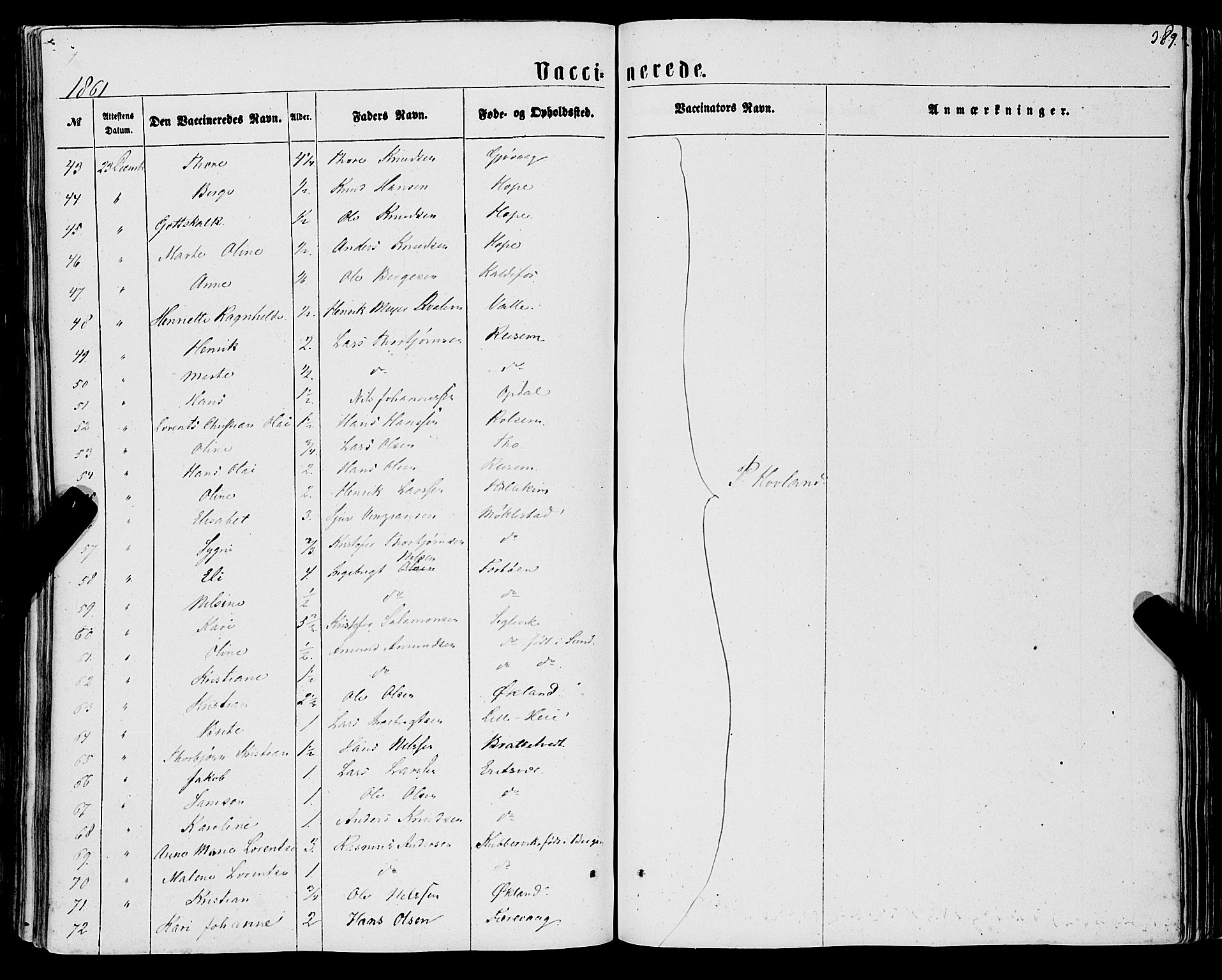 Tysnes sokneprestembete, AV/SAB-A-78601/H/Haa: Parish register (official) no. A 11, 1860-1871, p. 389