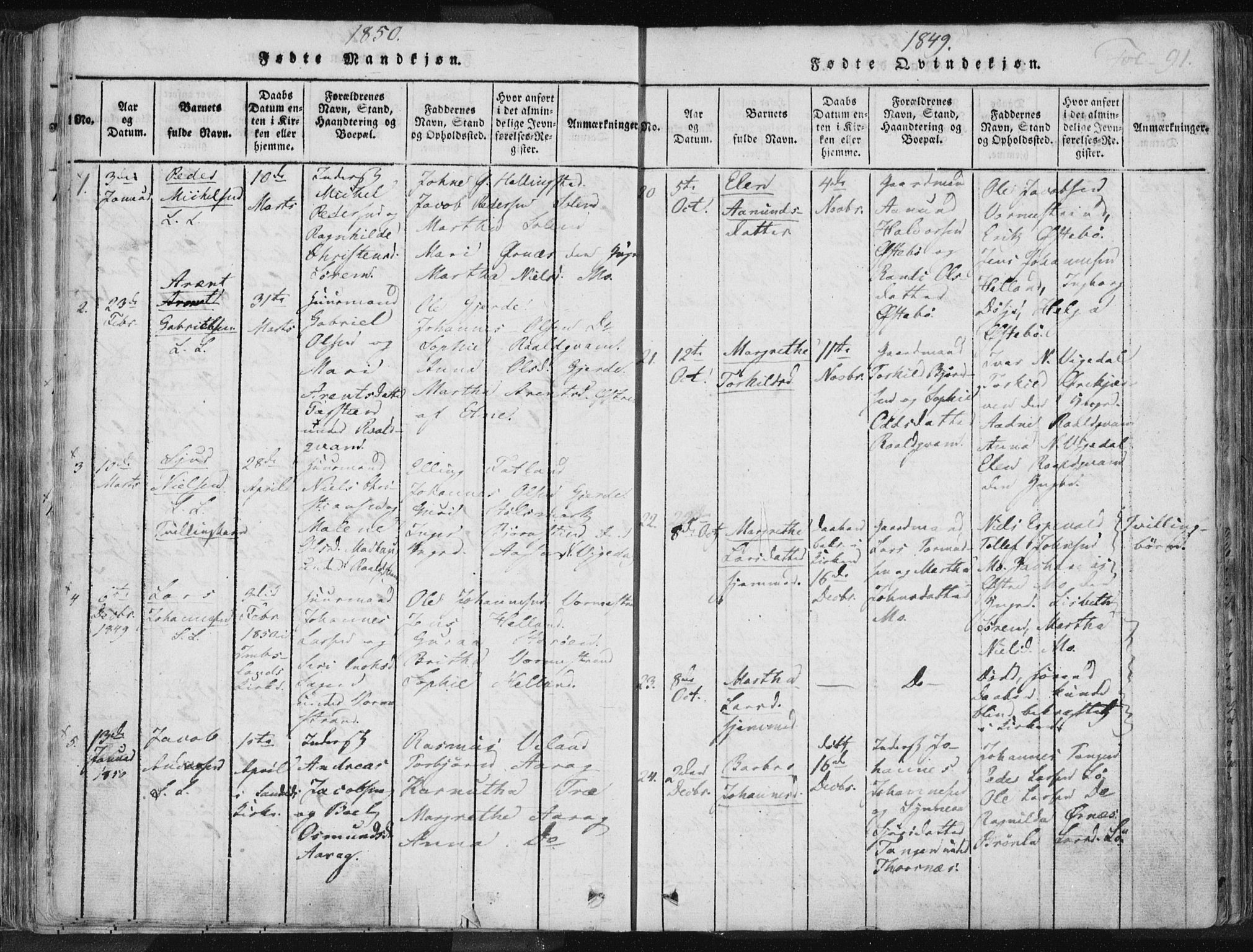 Vikedal sokneprestkontor, SAST/A-101840/01/IV: Parish register (official) no. A 3, 1817-1850, p. 91