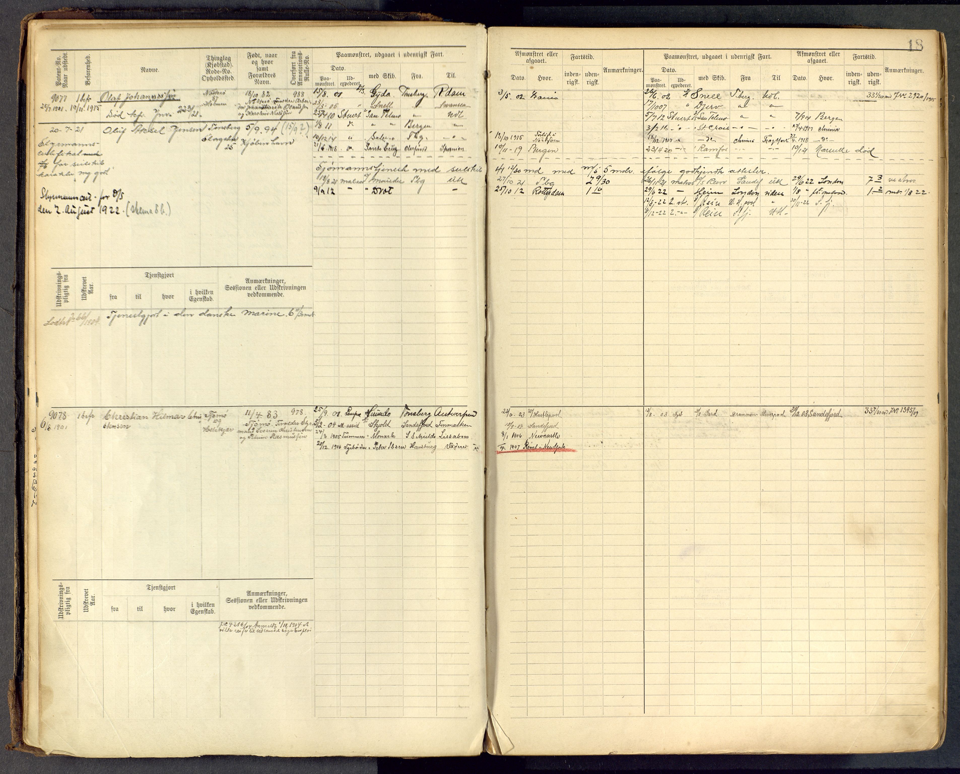 Tønsberg innrulleringskontor, AV/SAKO-A-786/F/Fc/Fcb/L0009: Hovedrulle Patent nr. 9043-9992, 1900-1921, p. 18