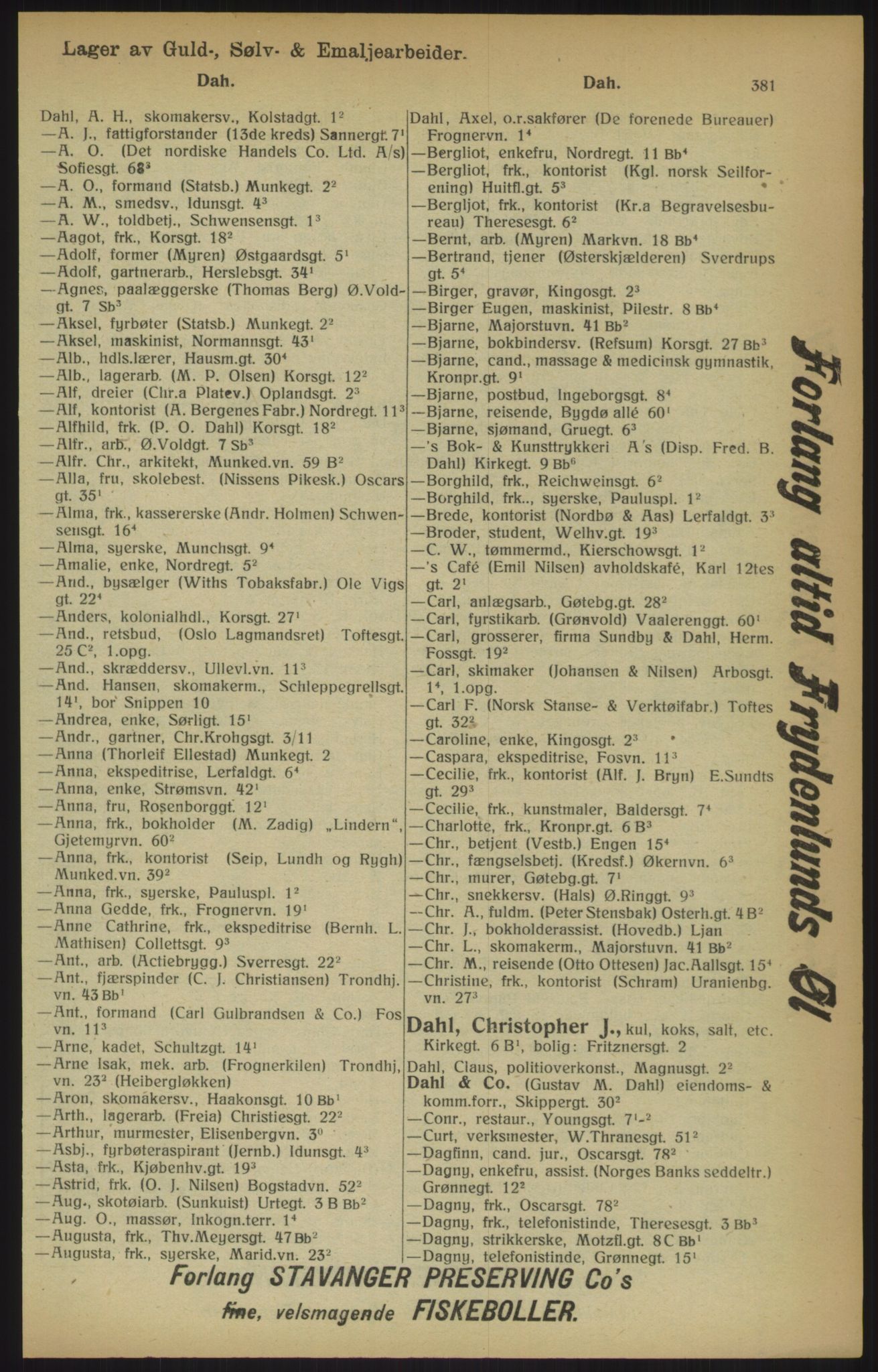 Kristiania/Oslo adressebok, PUBL/-, 1915, p. 381