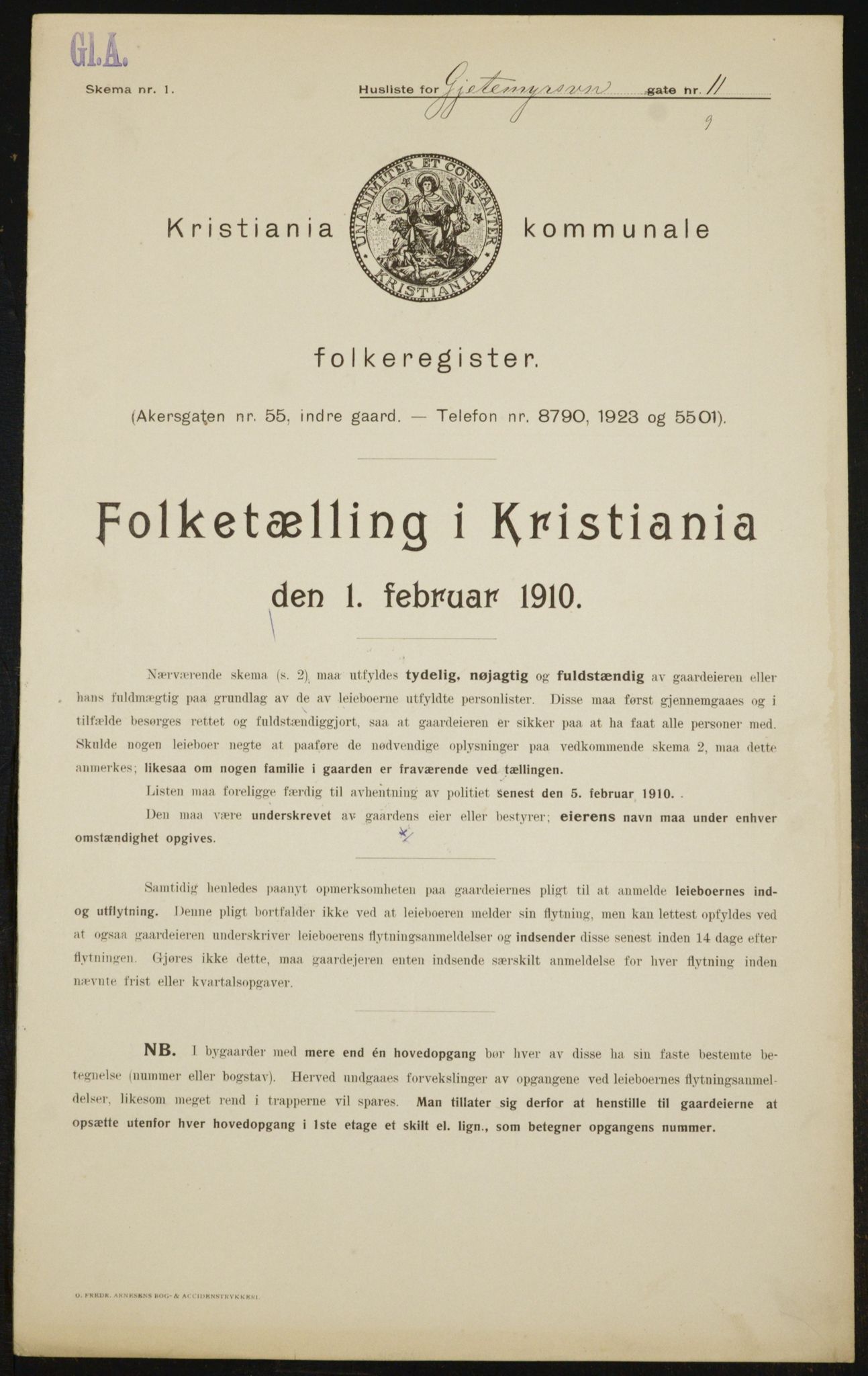 OBA, Municipal Census 1910 for Kristiania, 1910, p. 27336