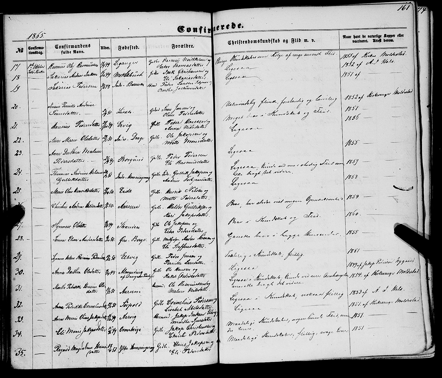 Selje sokneprestembete, SAB/A-99938/H/Ha/Haa/Haaa: Parish register (official) no. A 11, 1858-1870, p. 161