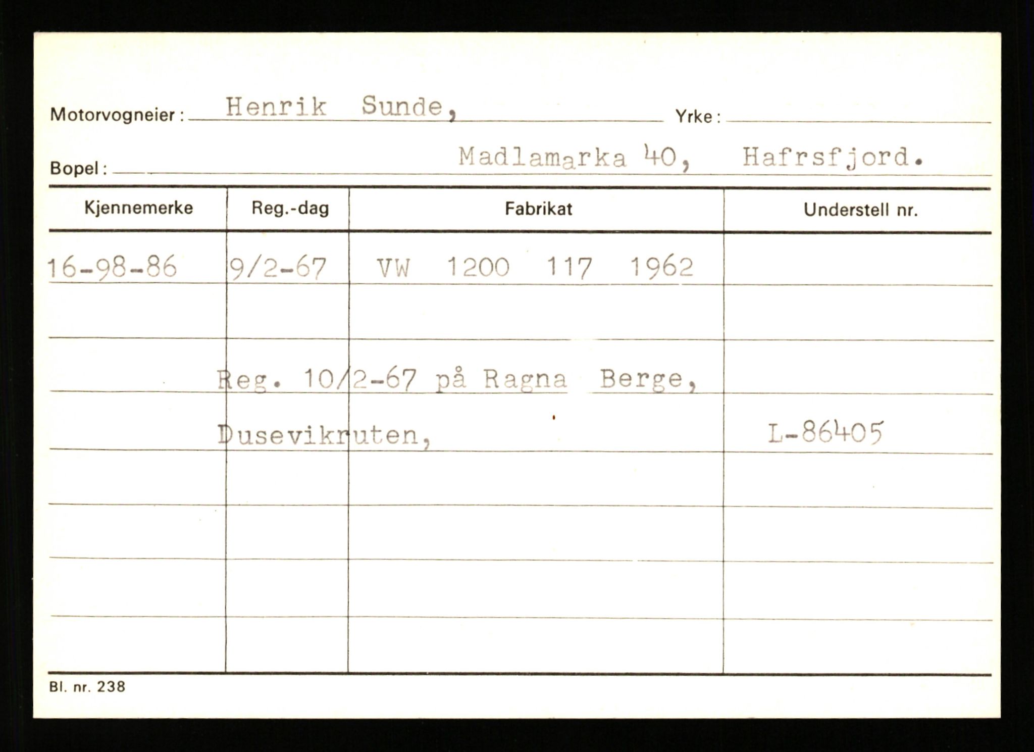 Stavanger trafikkstasjon, AV/SAST-A-101942/0/G/L0010: Registreringsnummer: 130000 - 239953, 1930-1971, p. 1361