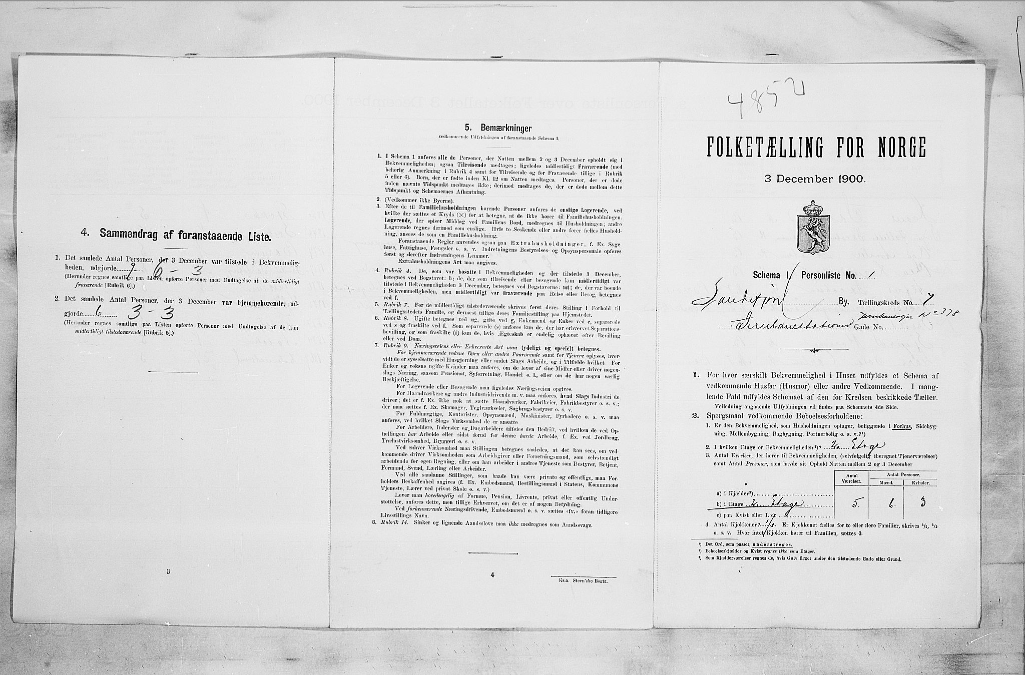 RA, 1900 census for Sandefjord, 1900, p. 1677