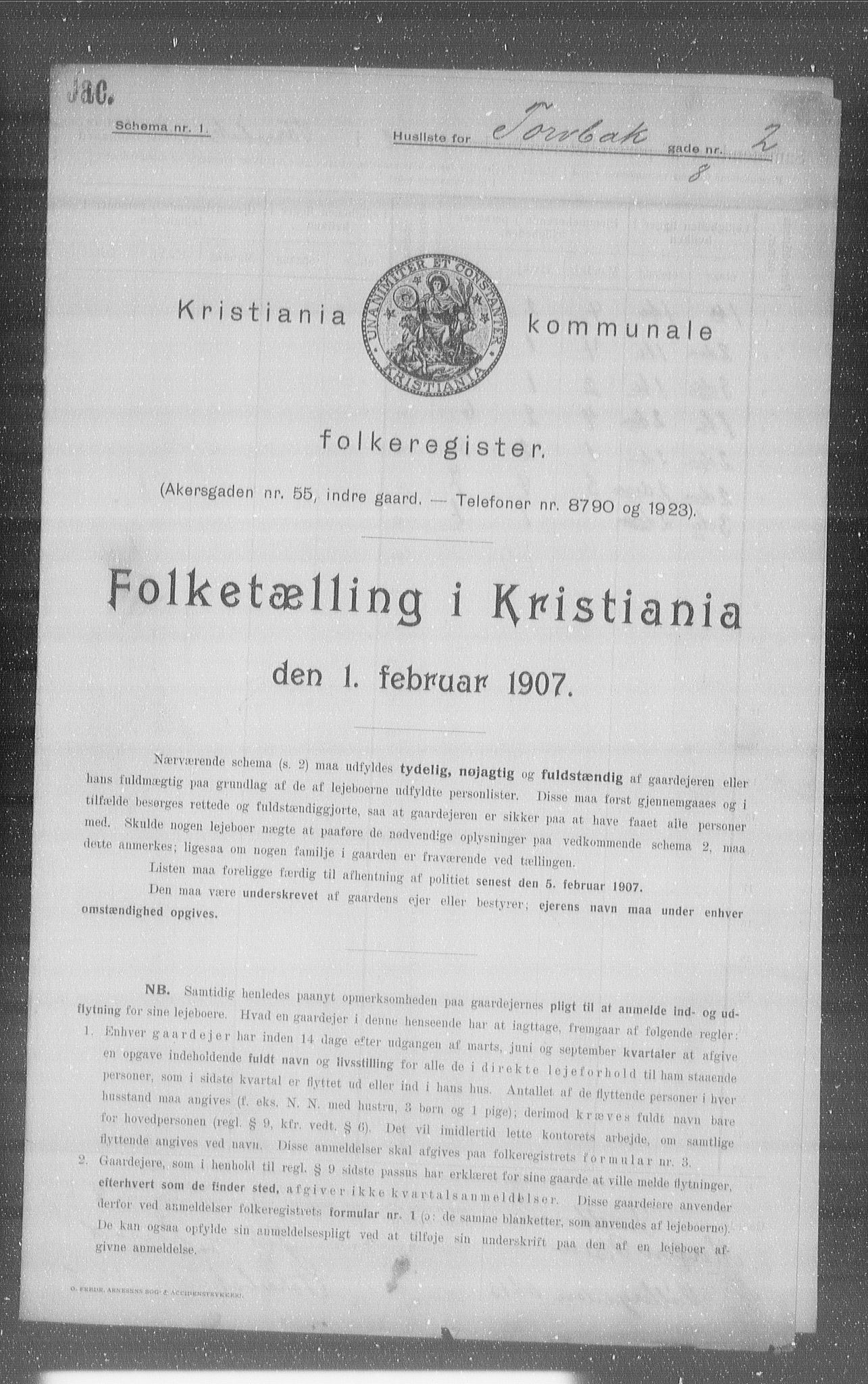 OBA, Municipal Census 1907 for Kristiania, 1907, p. 58466