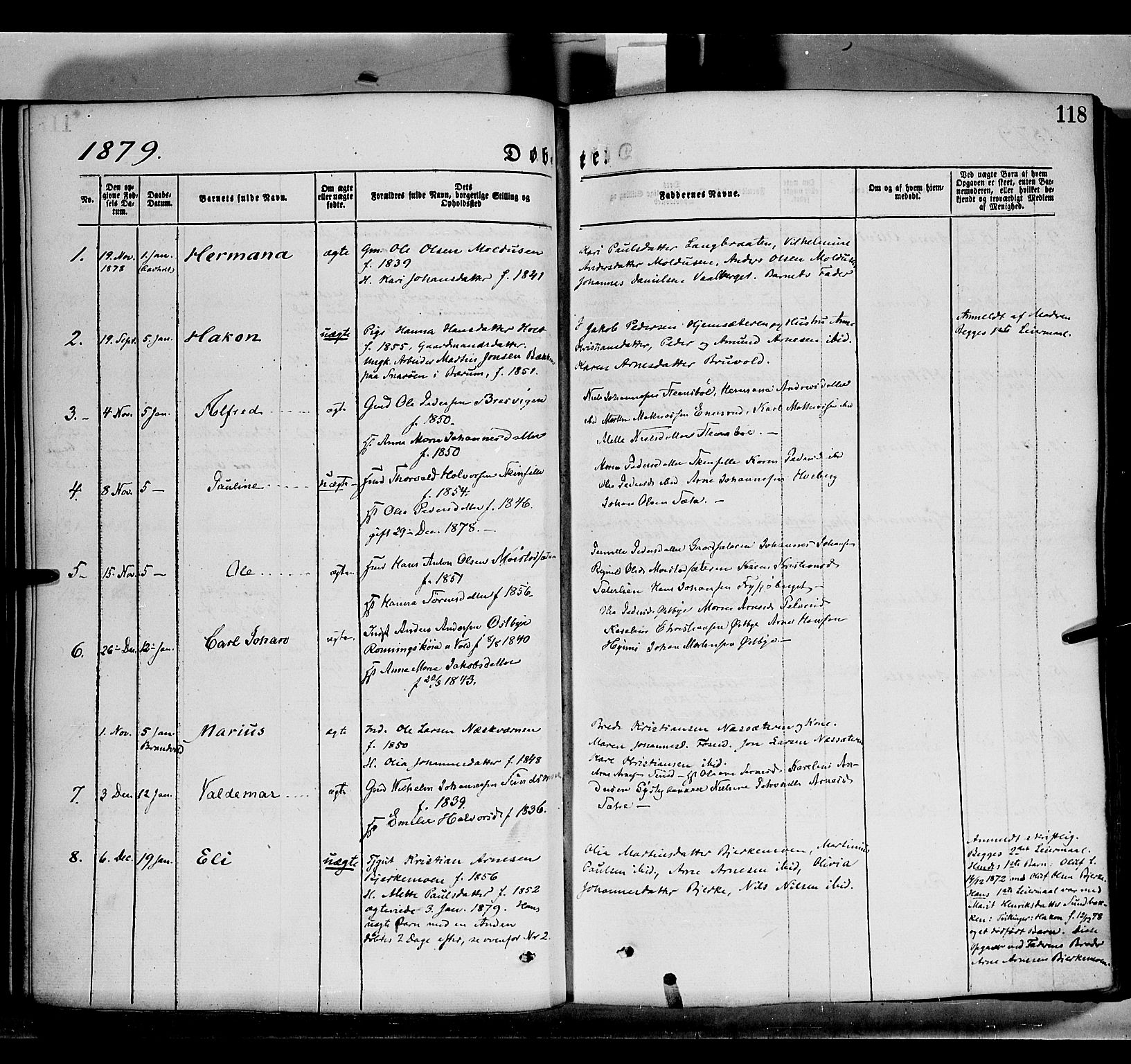 Grue prestekontor, SAH/PREST-036/H/Ha/Haa/L0011: Parish register (official) no. 11, 1873-1880, p. 118
