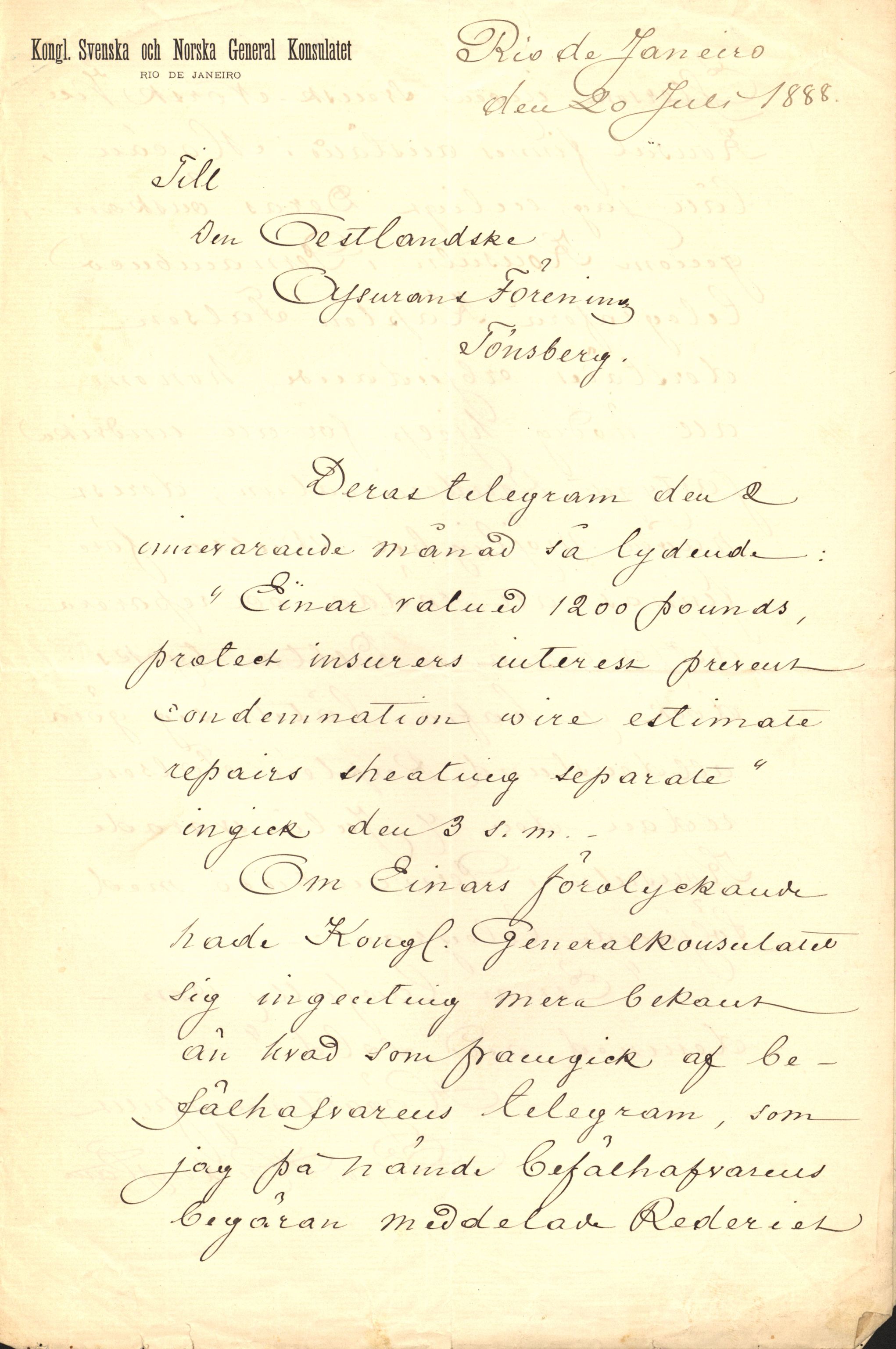 Pa 63 - Østlandske skibsassuranceforening, VEMU/A-1079/G/Ga/L0023/0003: Havaridokumenter / Else Katrine, Einar, Ethel, Finland, Favour, 1888, p. 29