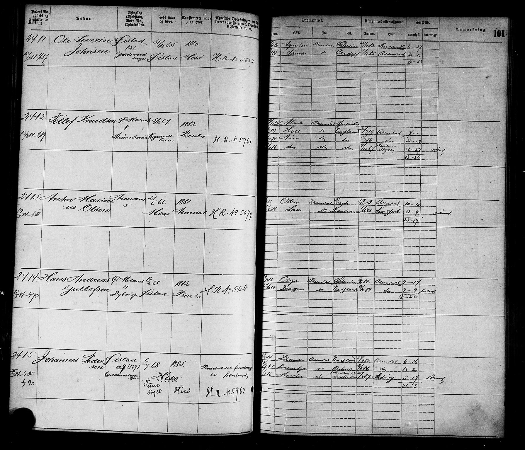 Arendal mønstringskrets, SAK/2031-0012/F/Fa/L0003: Annotasjonsrulle nr 1911-3827 med register, S-3, 1880-1892, p. 130