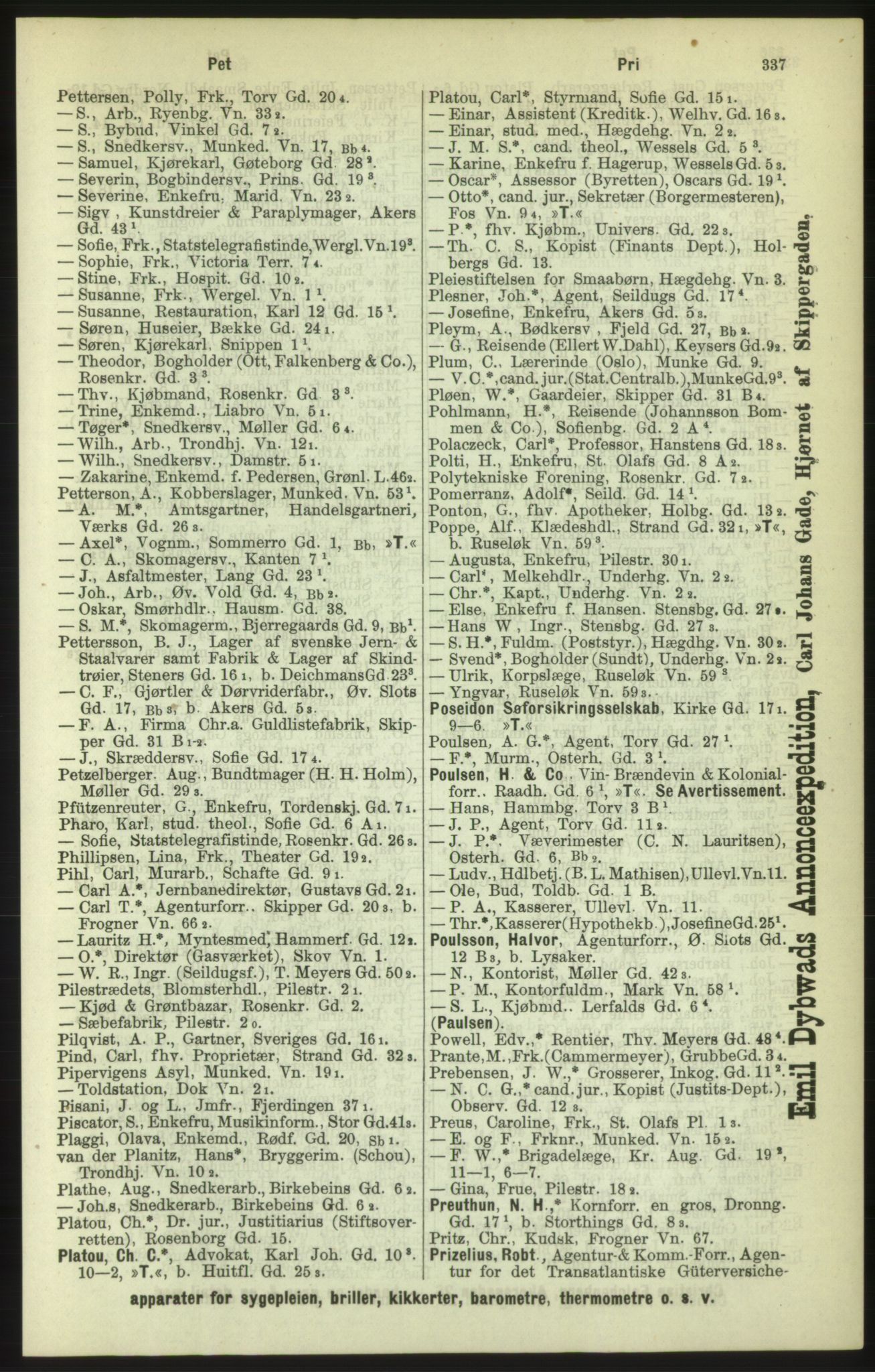 Kristiania/Oslo adressebok, PUBL/-, 1886, p. 337