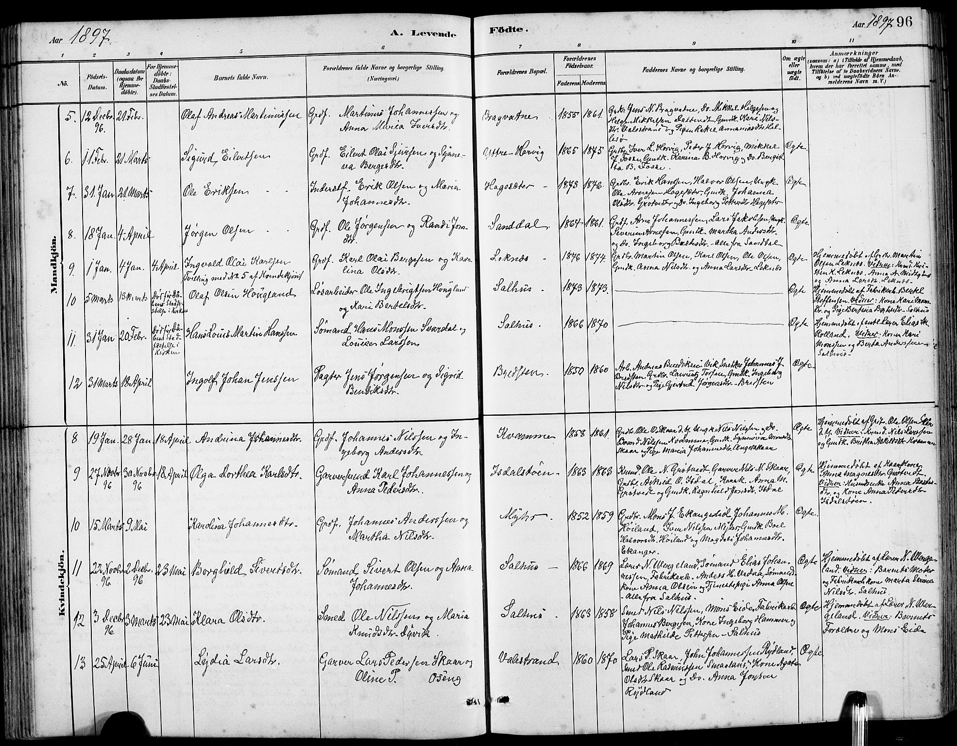 Hamre sokneprestembete, SAB/A-75501/H/Ha/Hab: Parish register (copy) no. B 3, 1881-1898, p. 96