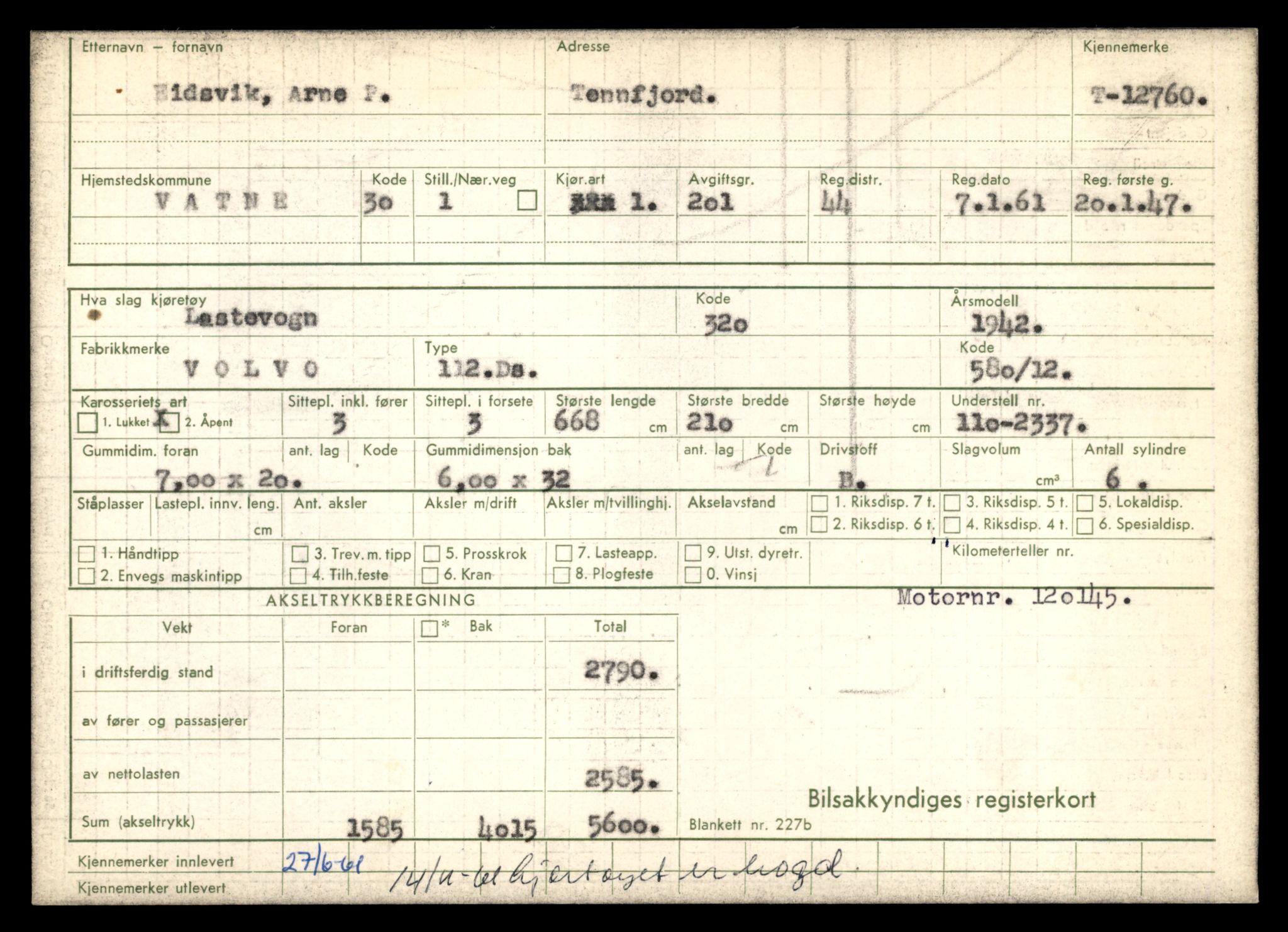 Møre og Romsdal vegkontor - Ålesund trafikkstasjon, AV/SAT-A-4099/F/Fe/L0035: Registreringskort for kjøretøy T 12653 - T 12829, 1927-1998, p. 2534