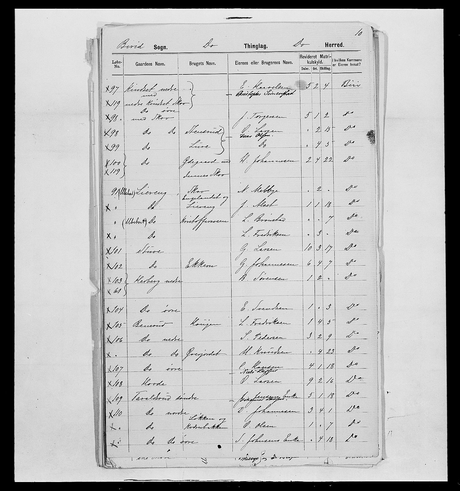 SAH, 1875 census for 0525P Biri, 1875, p. 43