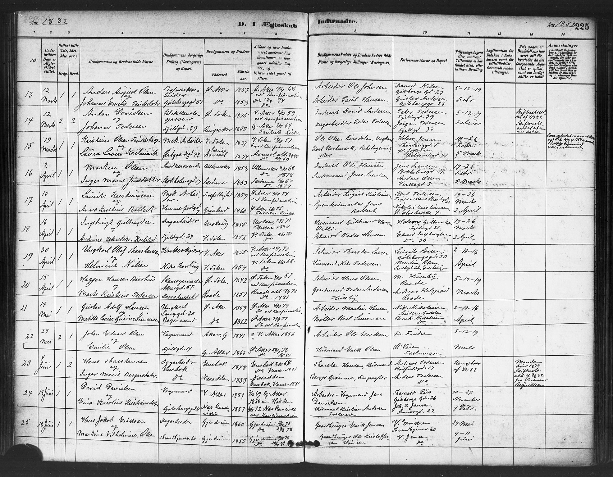 Petrus prestekontor Kirkebøker, AV/SAO-A-10872/G/Ga/L0001: Parish register (copy) no. 1, 1880-1887, p. 225