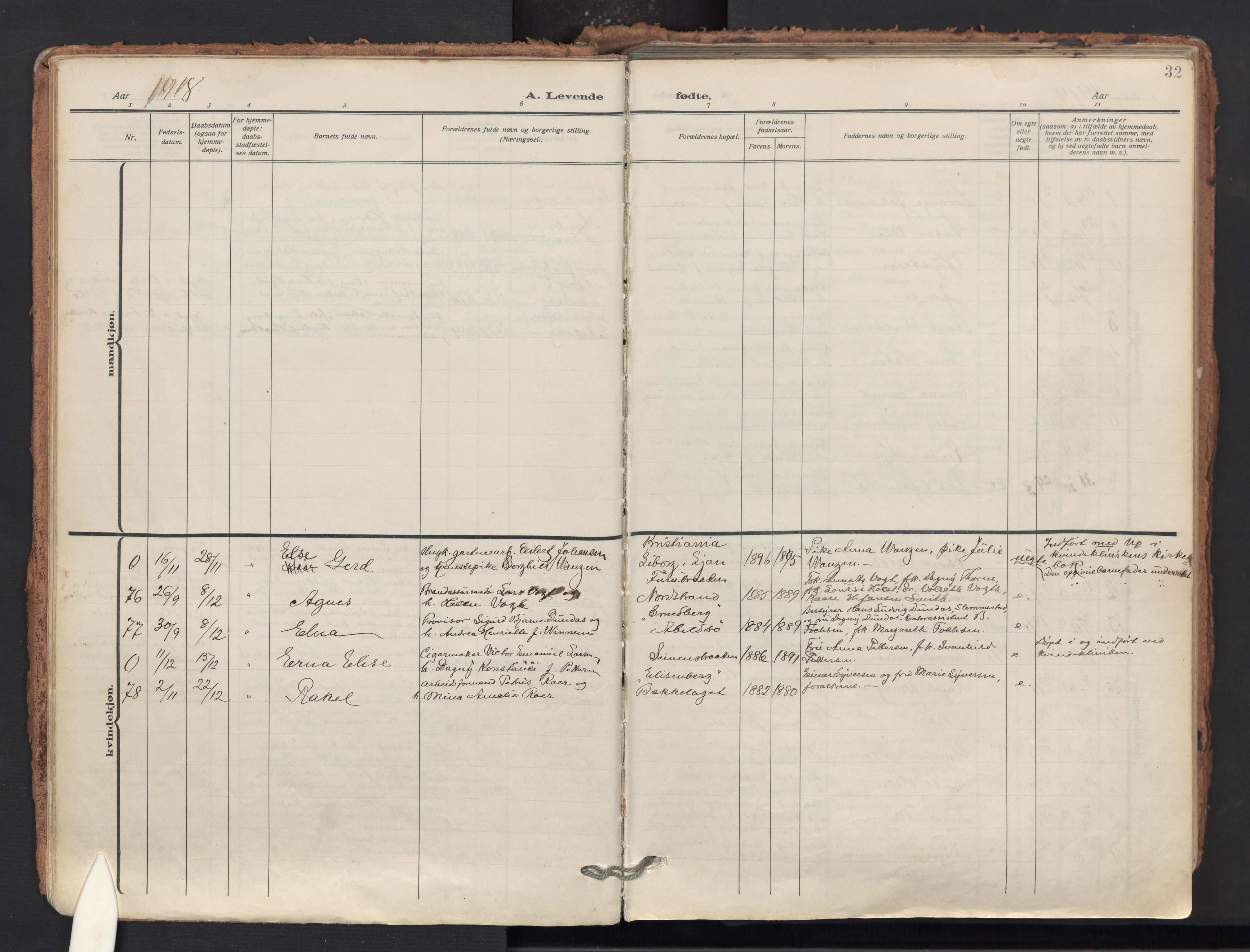 Nordstrand prestekontor Kirkebøker, AV/SAO-A-10362a/F/Fa/L0002: Parish register (official) no. 2, 1914-1929, p. 32