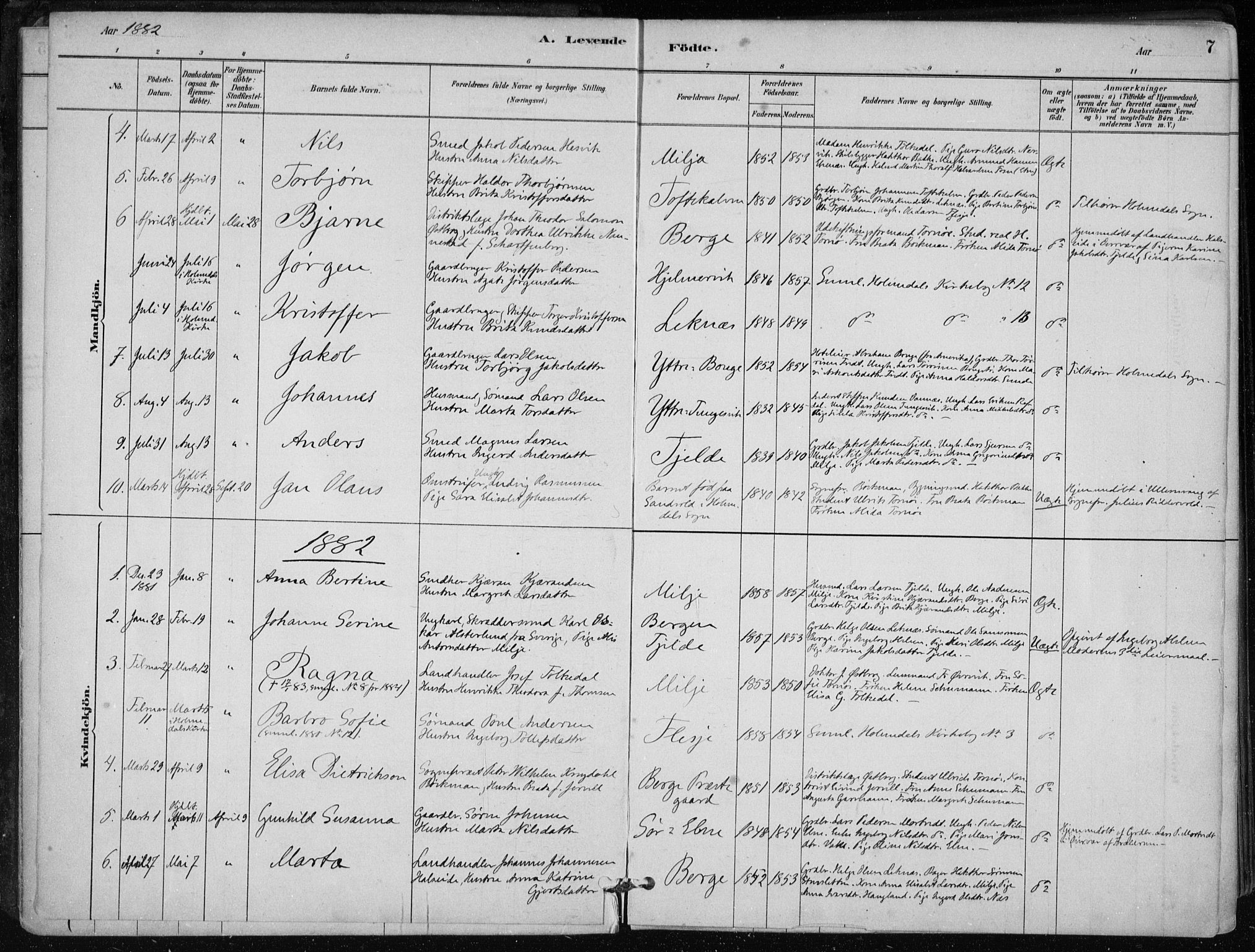 Skånevik sokneprestembete, AV/SAB-A-77801/H/Haa: Parish register (official) no. B 1, 1879-1914, p. 7