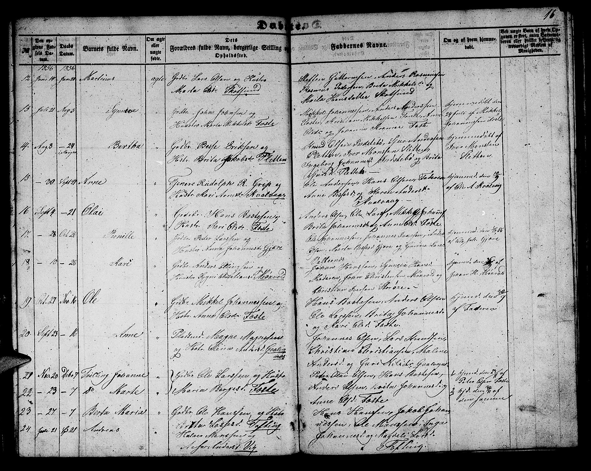 Alversund Sokneprestembete, SAB/A-73901/H/Ha/Hab: Parish register (copy) no. B 1, 1852-1865, p. 16