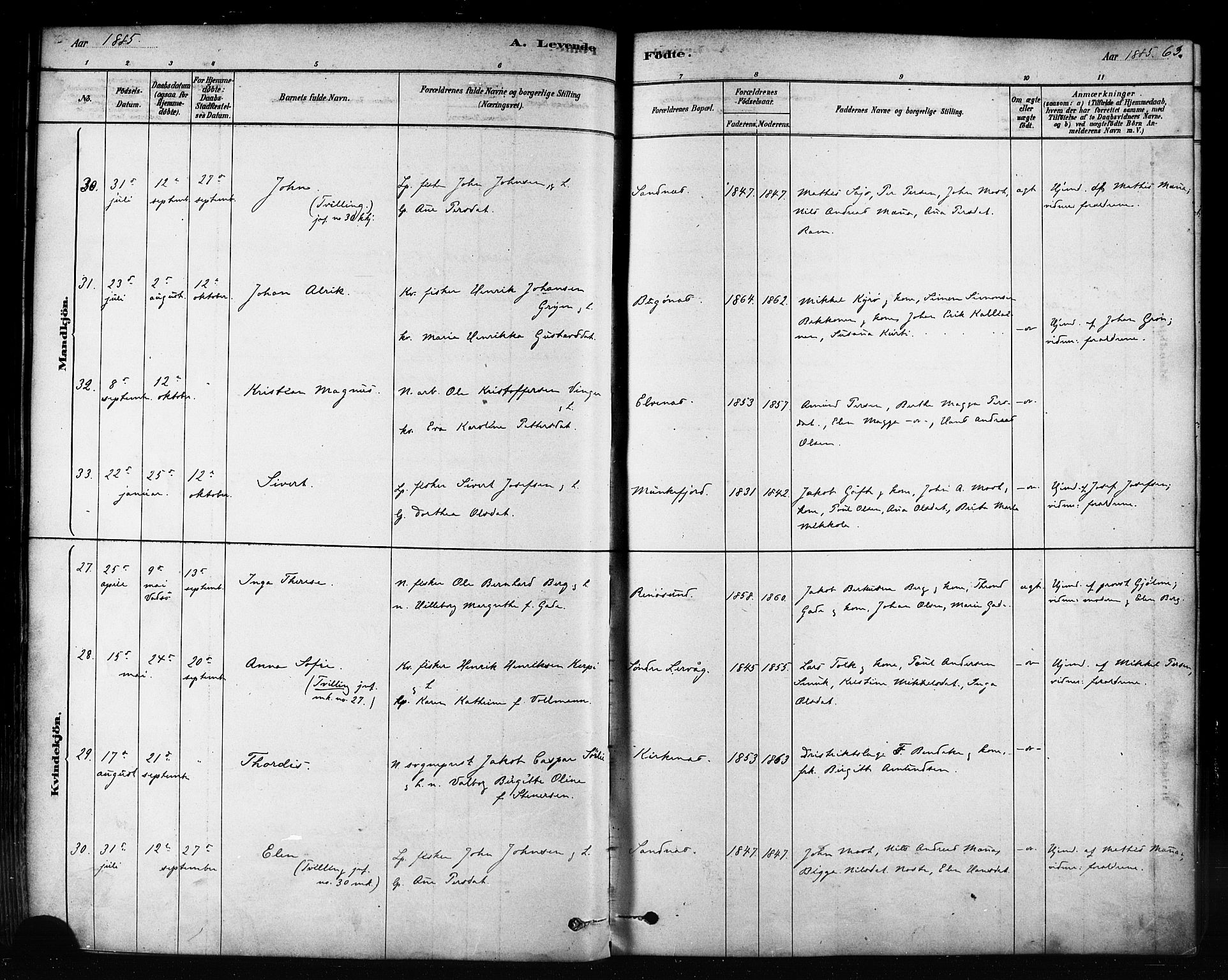 Sør-Varanger sokneprestkontor, AV/SATØ-S-1331/H/Ha/L0003kirke: Parish register (official) no. 3, 1878-1891, p. 63