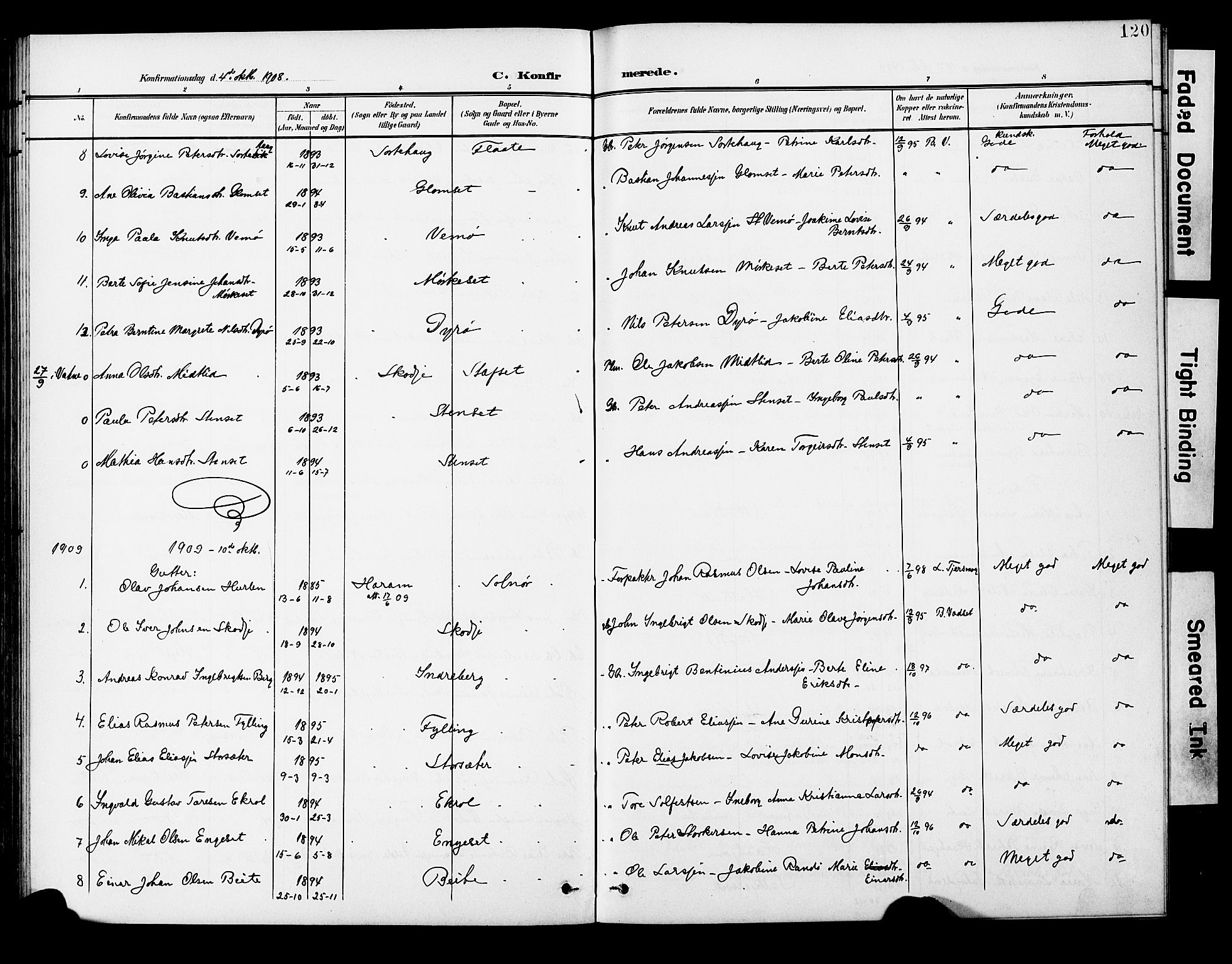 Ministerialprotokoller, klokkerbøker og fødselsregistre - Møre og Romsdal, AV/SAT-A-1454/524/L0366: Parish register (copy) no. 524C07, 1900-1931, p. 120